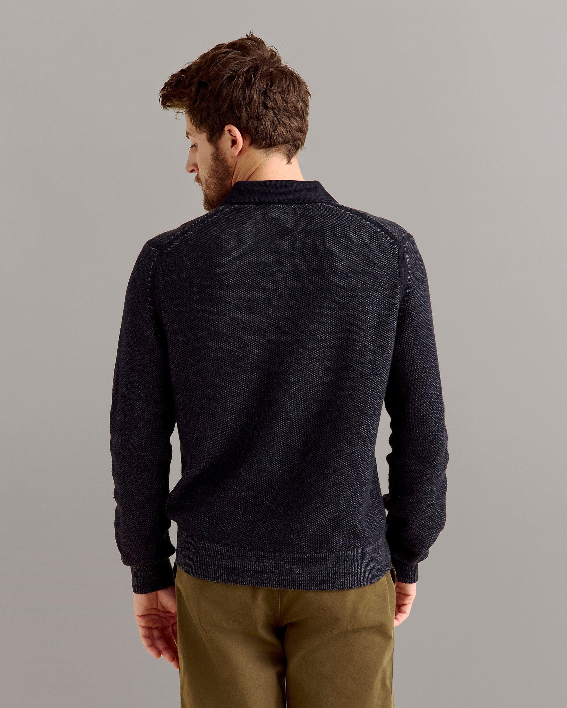 Long Sleeve Geo Float Jacquard Polo -  Product Image