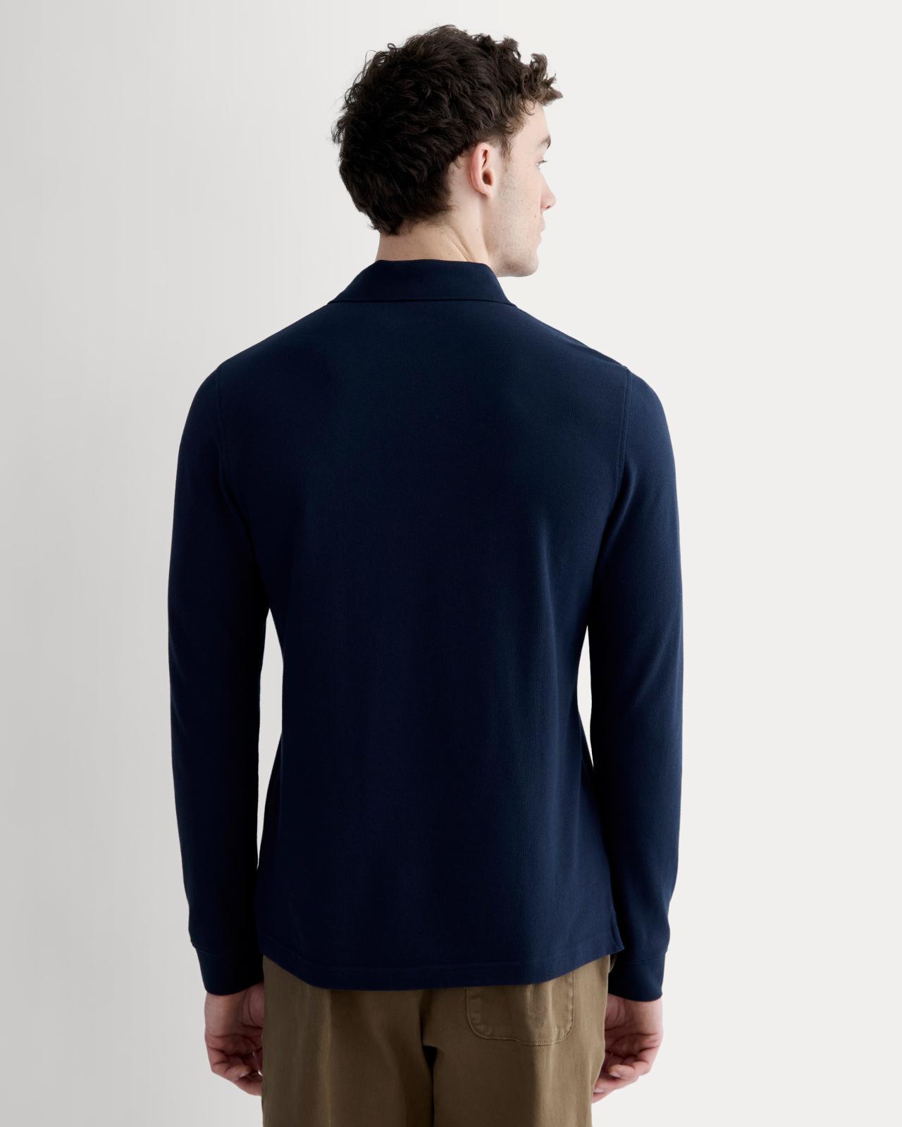 The Long-Sleeve Pique Polo Product Image