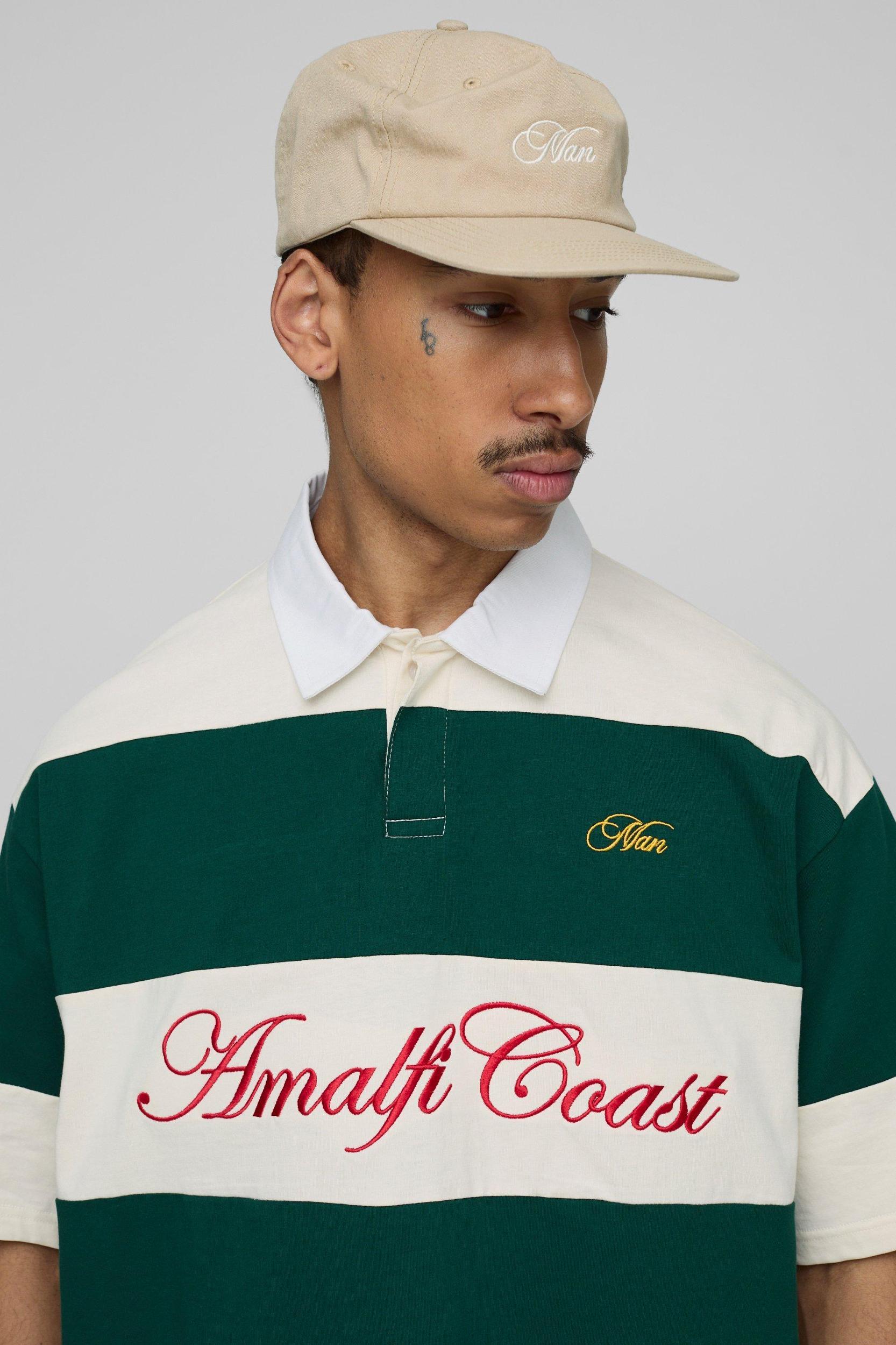 Oversized Amalfi Striped Rugby Polo | boohooMAN USA Product Image