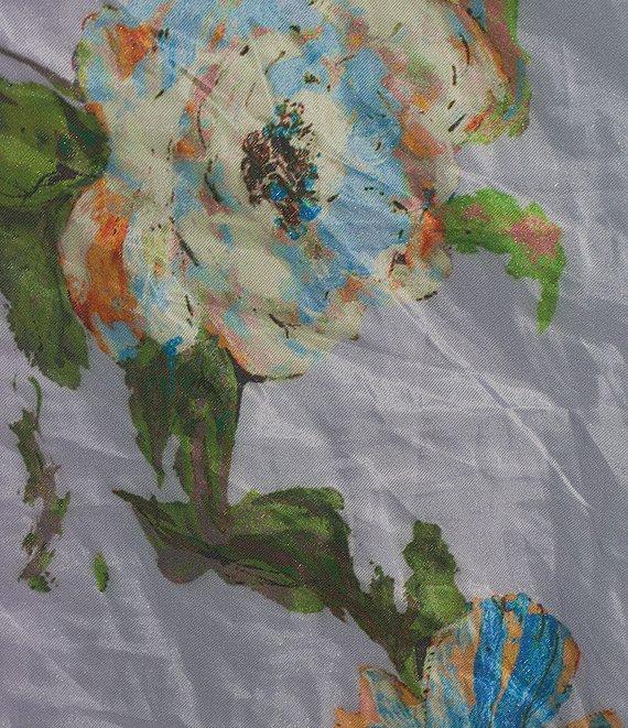 Bryn Walker Memory Crunch Taffeta Printed Round Neck 3/4 Sleeve Lantern Shirt Product Image