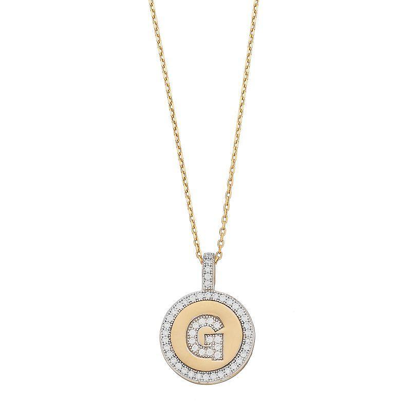 14k Gold Over Silver Cubic Zirconia Initial Pendant Necklace, Women's, Size: 18" Product Image