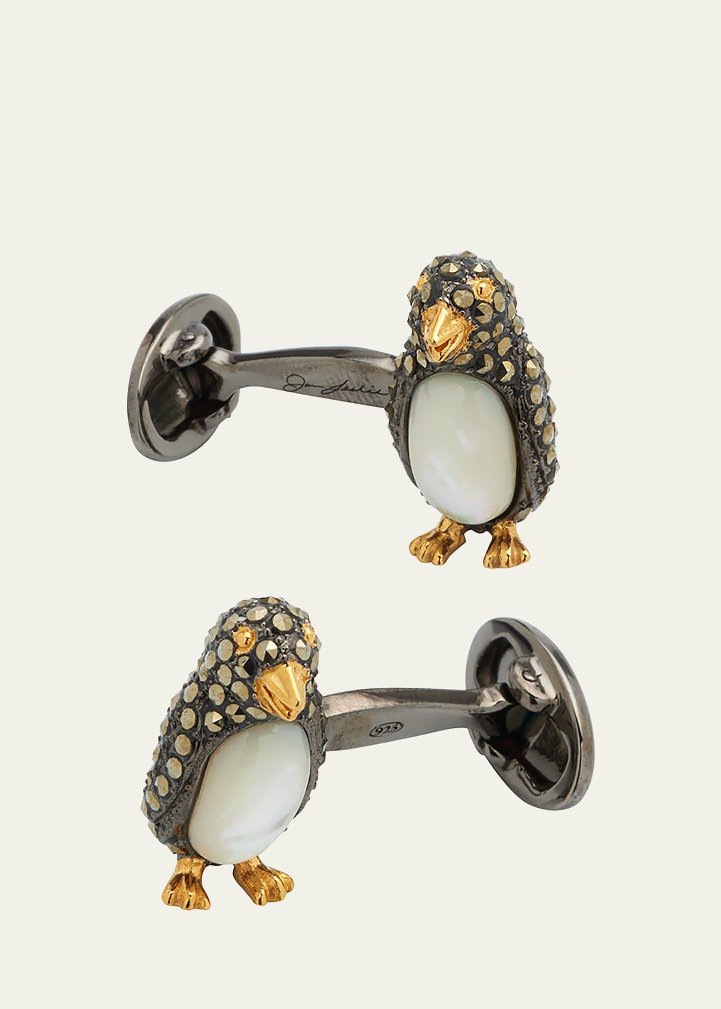 Jan Leslie Sterling Silver & Marcasite Penguin Cufflinks Product Image