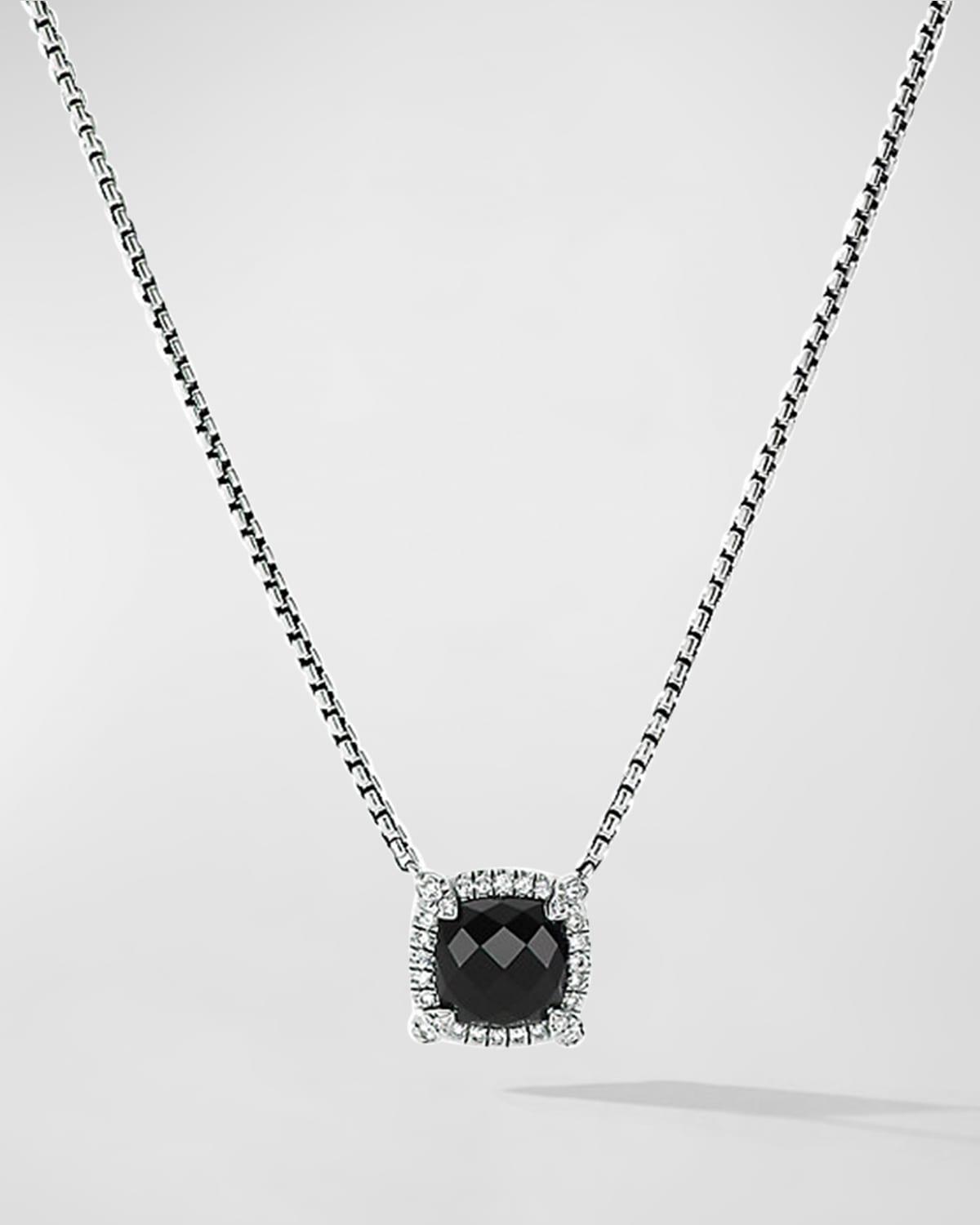 Womens Petite Chatelaine Pav Bezel Pendant Necklace with Diamonds Product Image