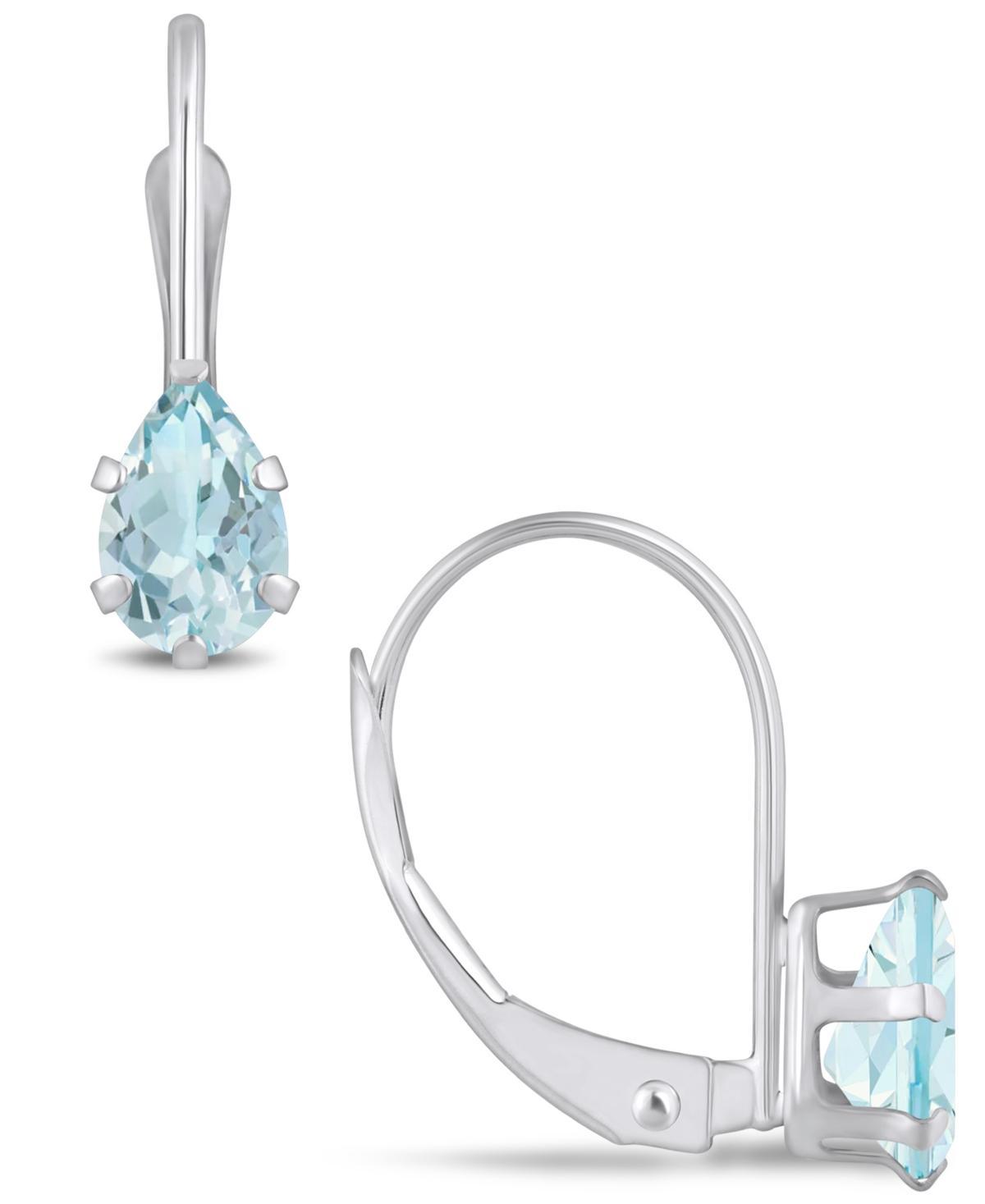 Celebration Gems 10k Gold Pear Shape Aquamarine Leverback Earrings, Women's Product Image