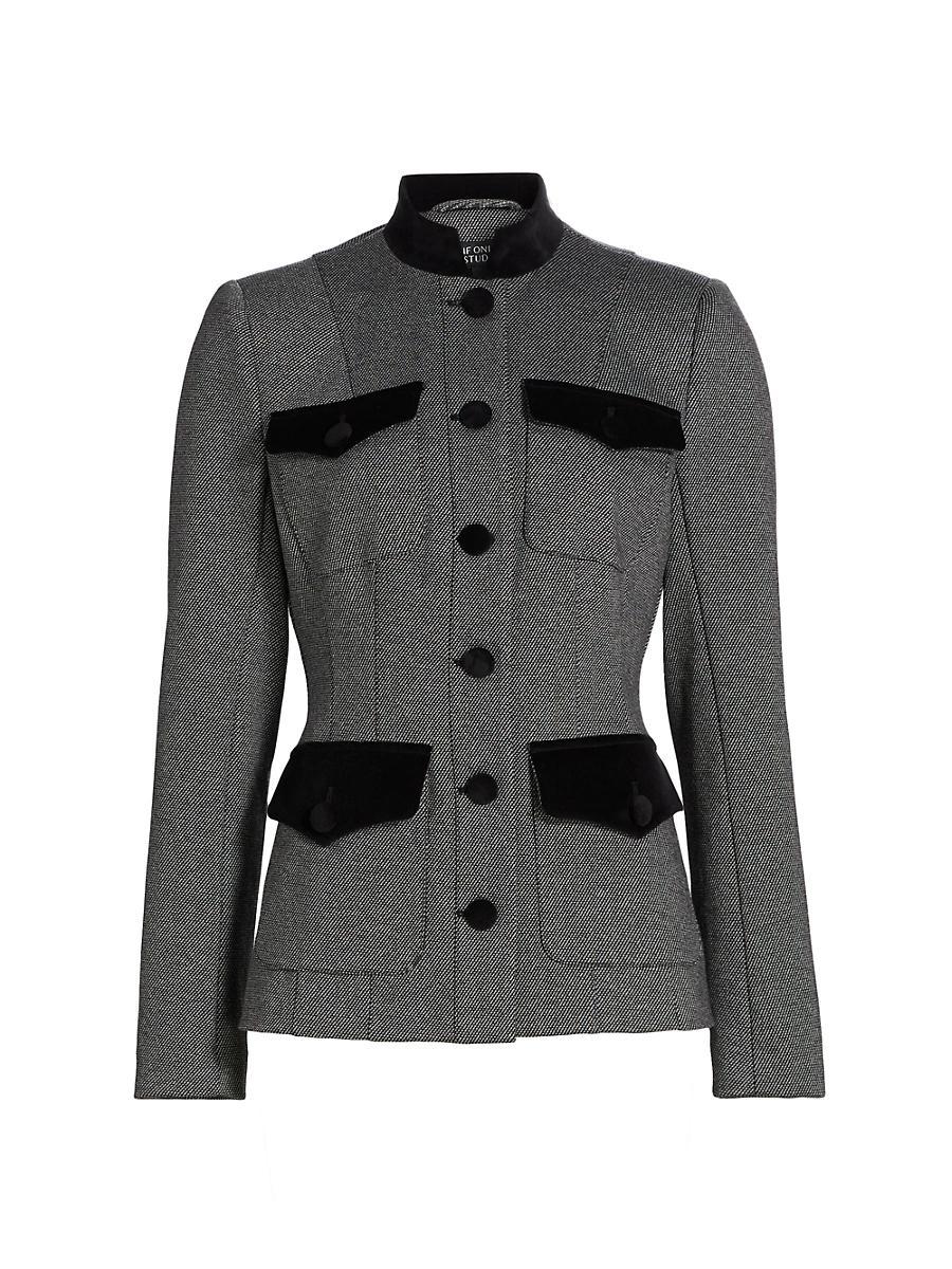 Womens Velvet-Trim Military Blazer Product Image