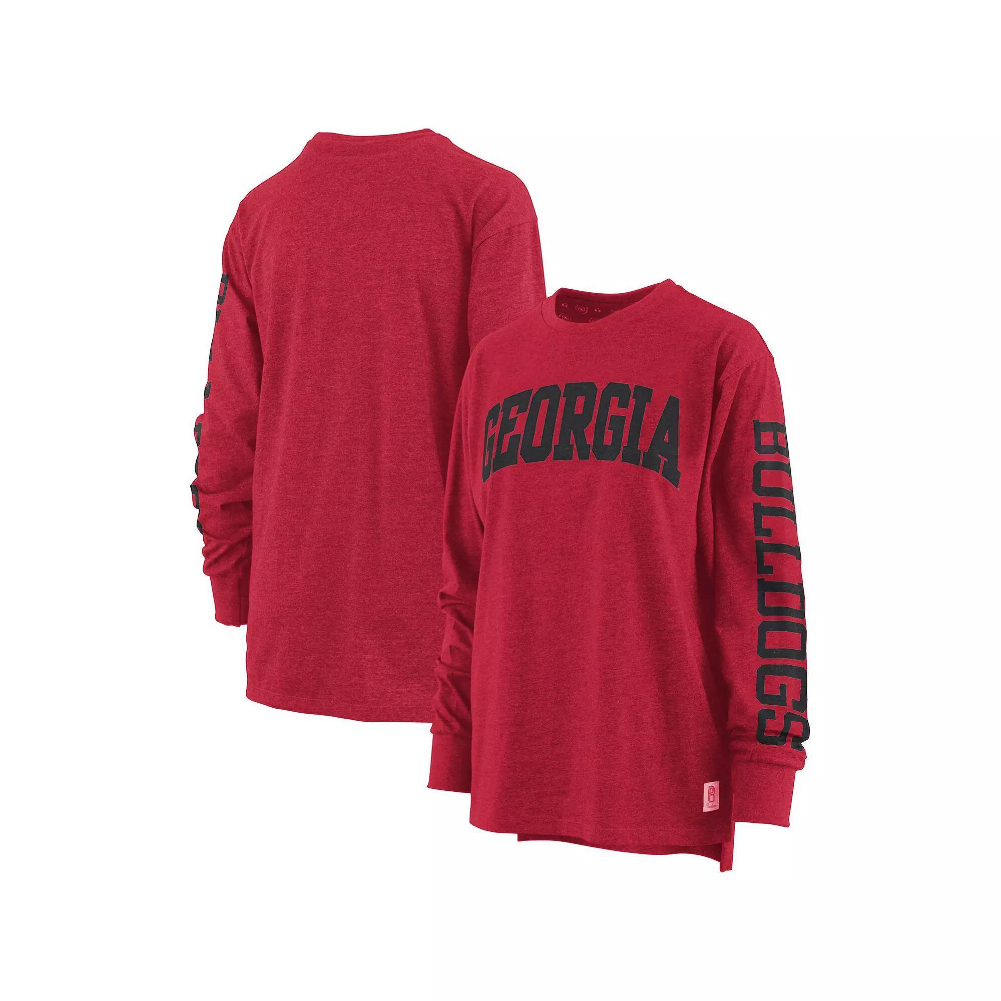 Women's Pressbox Red Georgia Bulldogs Two-Hit Canyon Long Sleeve T-Shirt, Size: Large Product Image