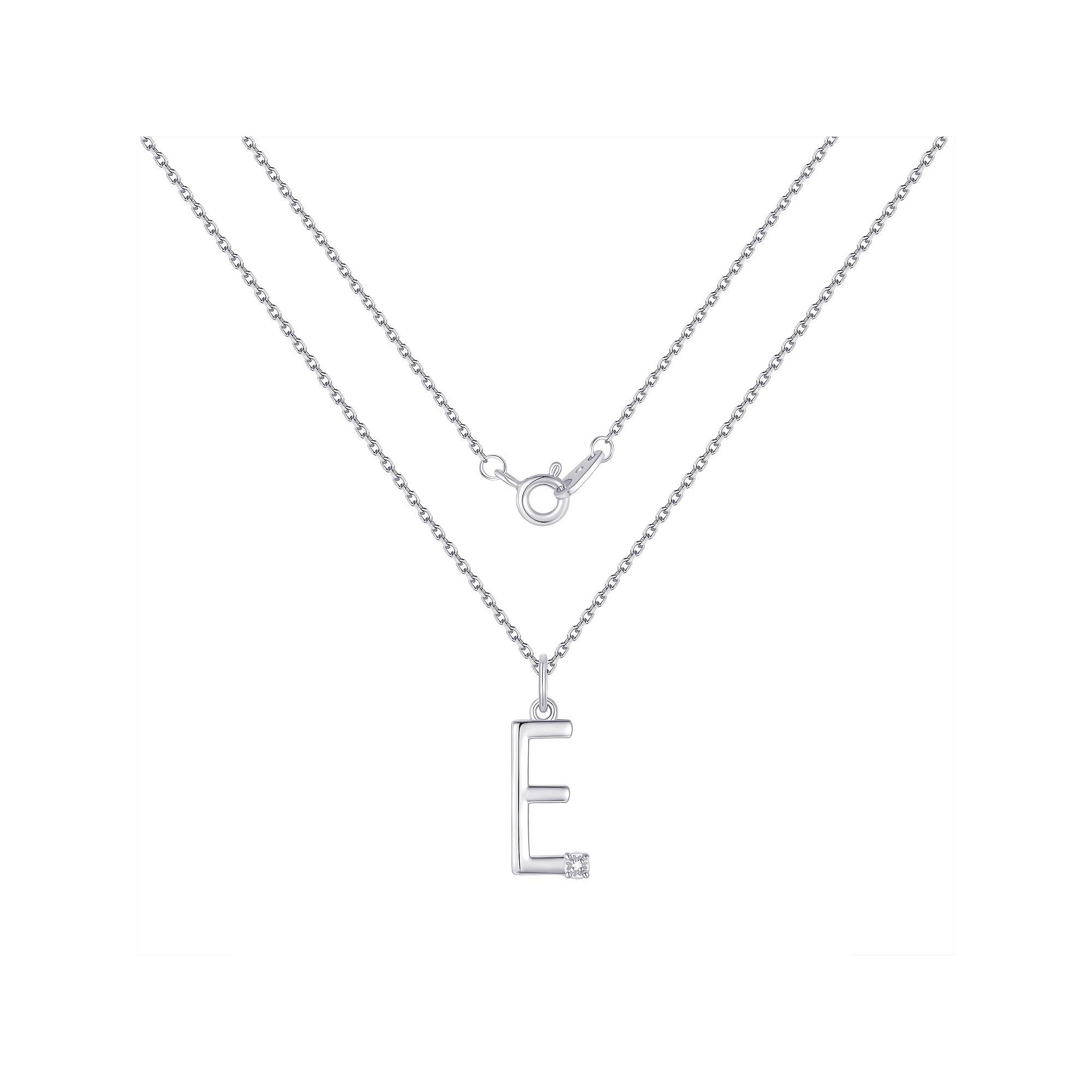 Forever Radiant Diamond Accent Initial Pendant Necklace, Women's, Size: 18", Silver Tone E Product Image