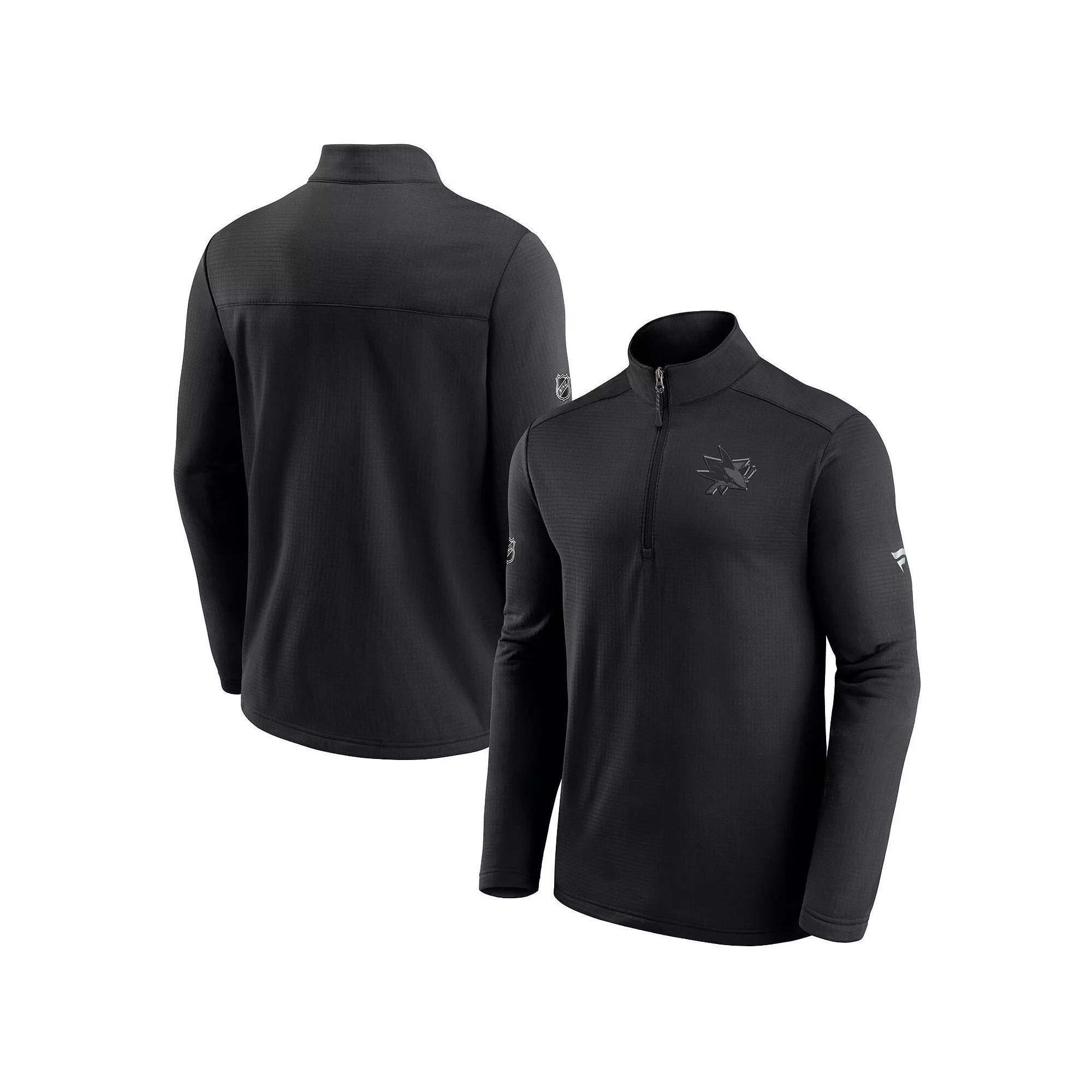 Men's Fanatics Branded Black San Jose Sharks Authentic Pro Travel and Training Quarter-Zip Jacket, Size: Small, Sks Black Product Image