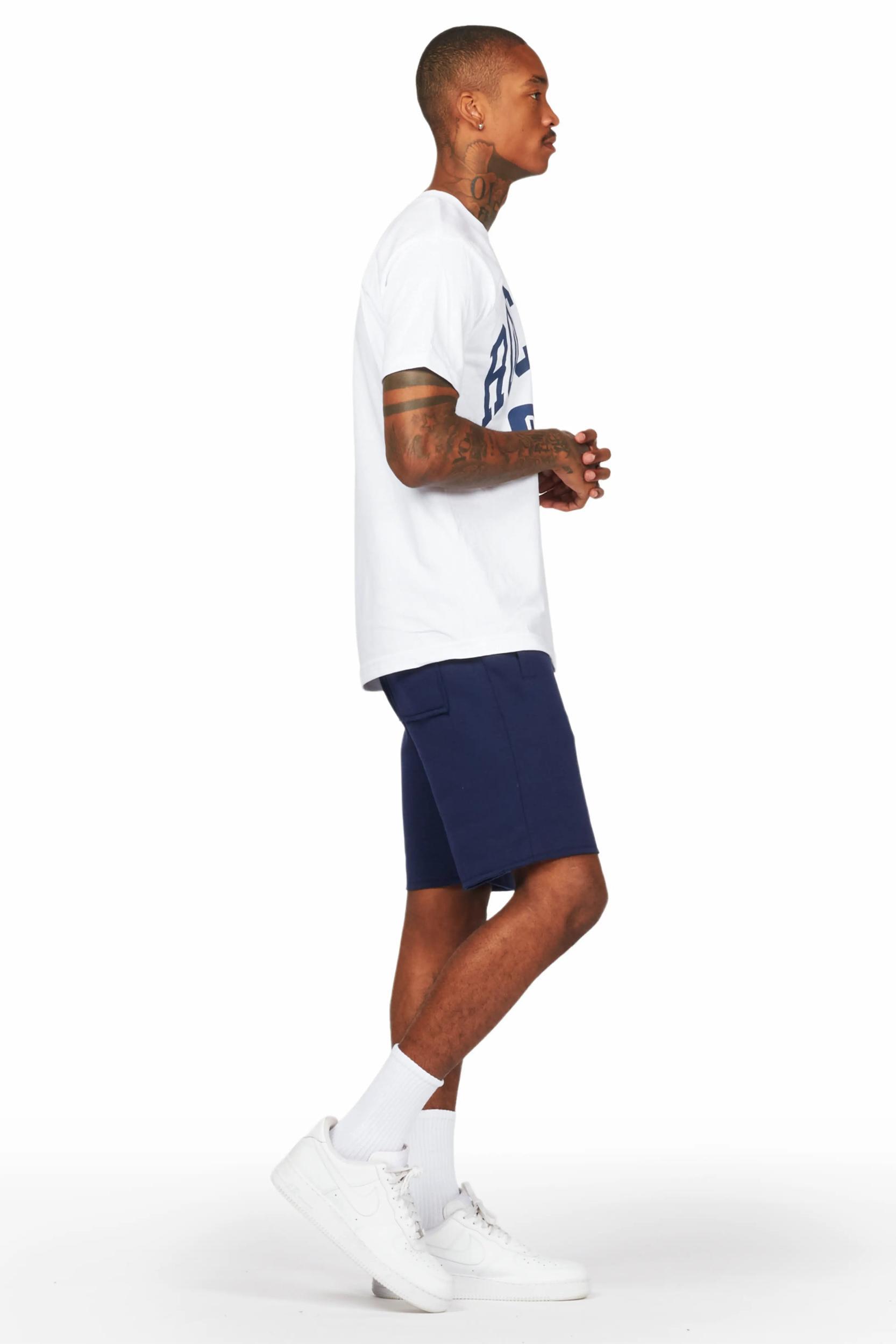 Jain White/Navy T-Shirt/Short Set Male Product Image