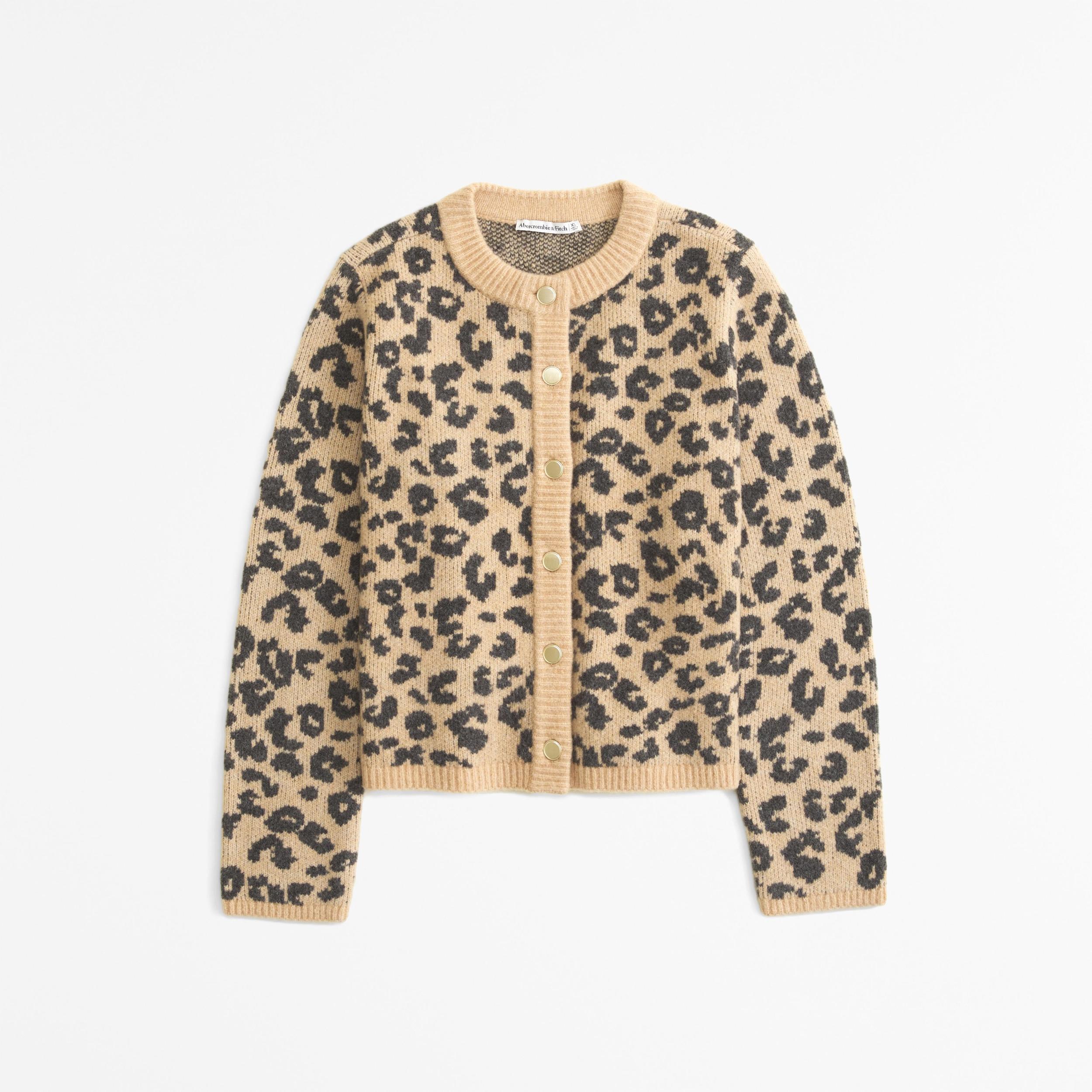 Leopard Crew Cardigan Product Image