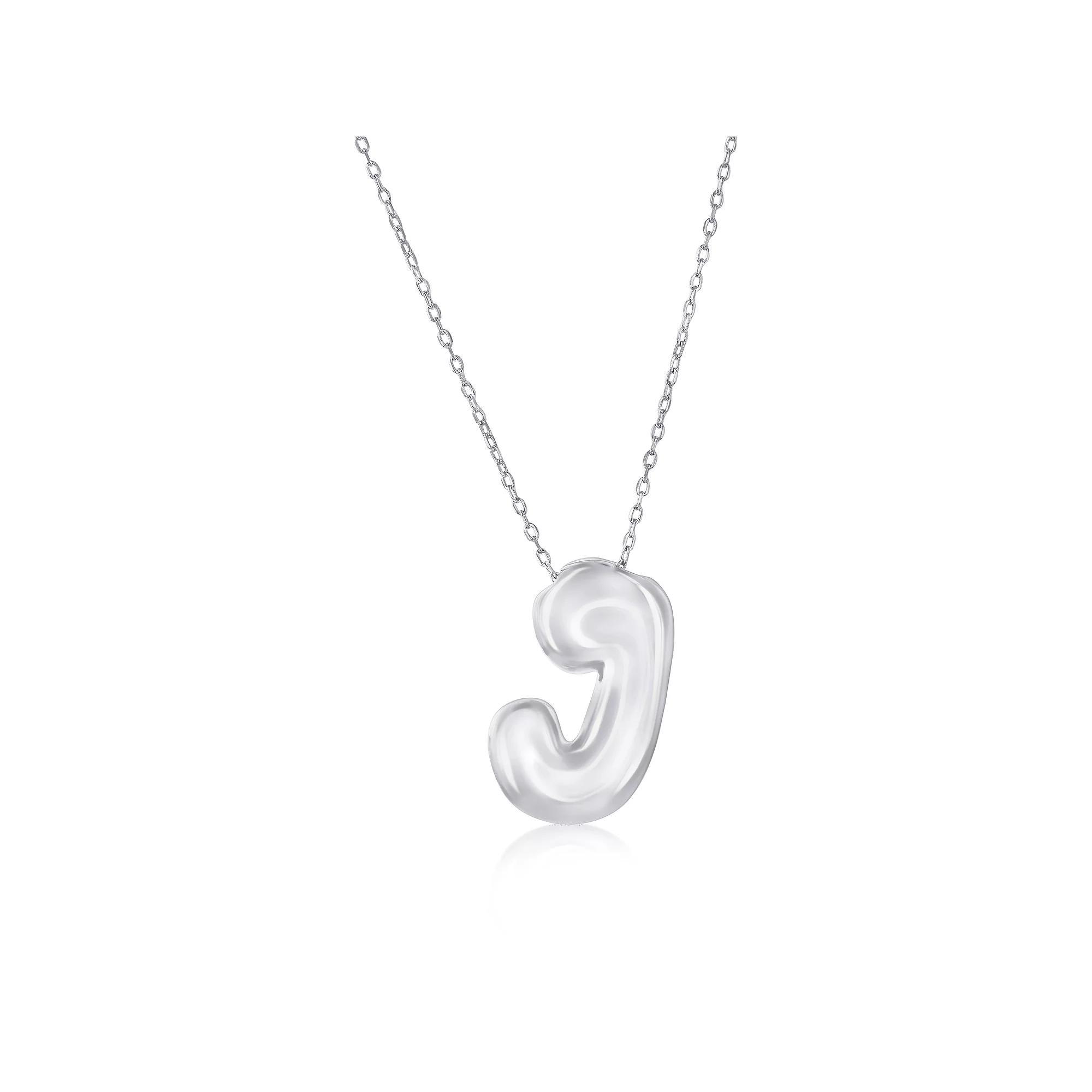 Argento Bella Sterling Silver Bubble Initial Necklace, Women's, Size: 16-18" ADJ, Sterling J Product Image