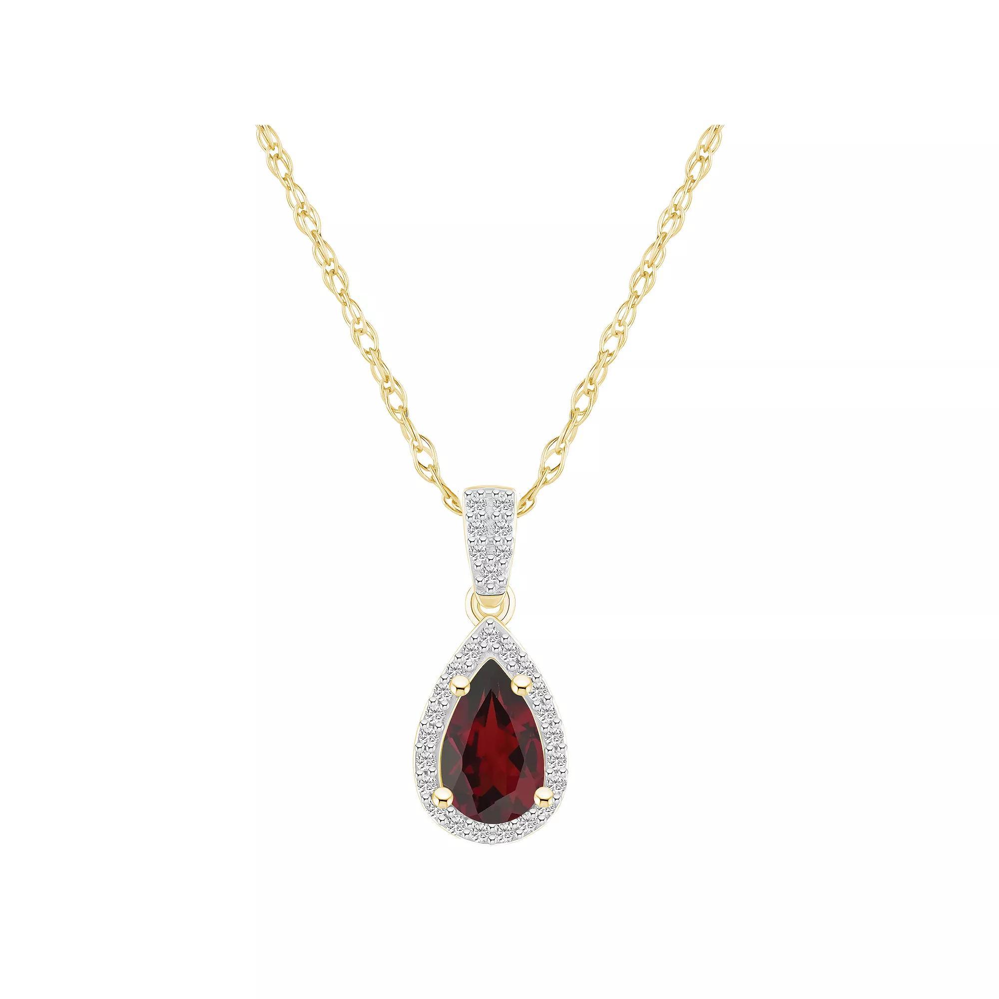 Celebration Gems 10k Gold Gemstone & Lab-Created White Sapphire Teardrop Halo Pendant Necklace, Women's, Size: 18", Purple Product Image