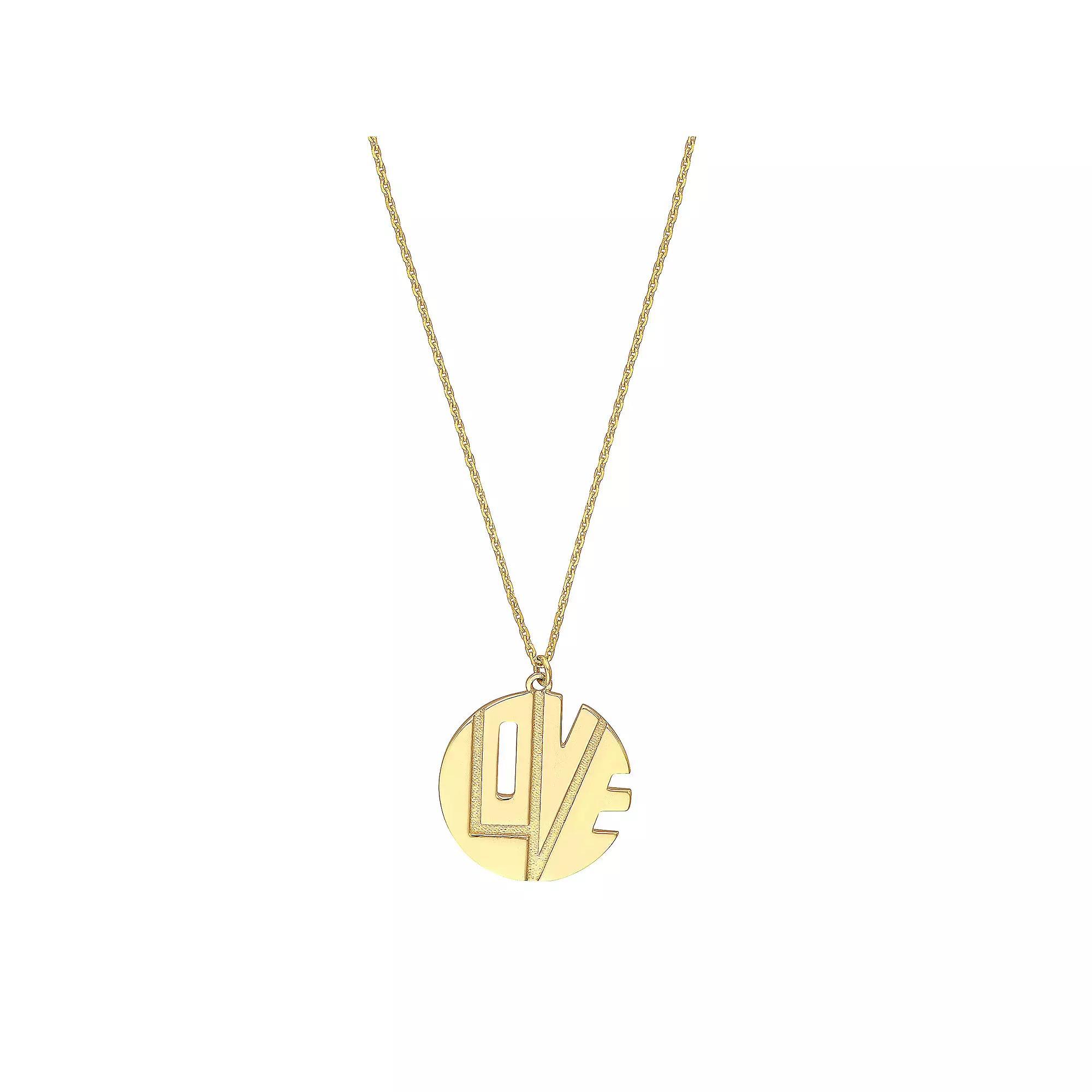 14k Gold "LOVE" Cut-Out Medallion Adjustable Necklace, Women's, Size: 18" Product Image