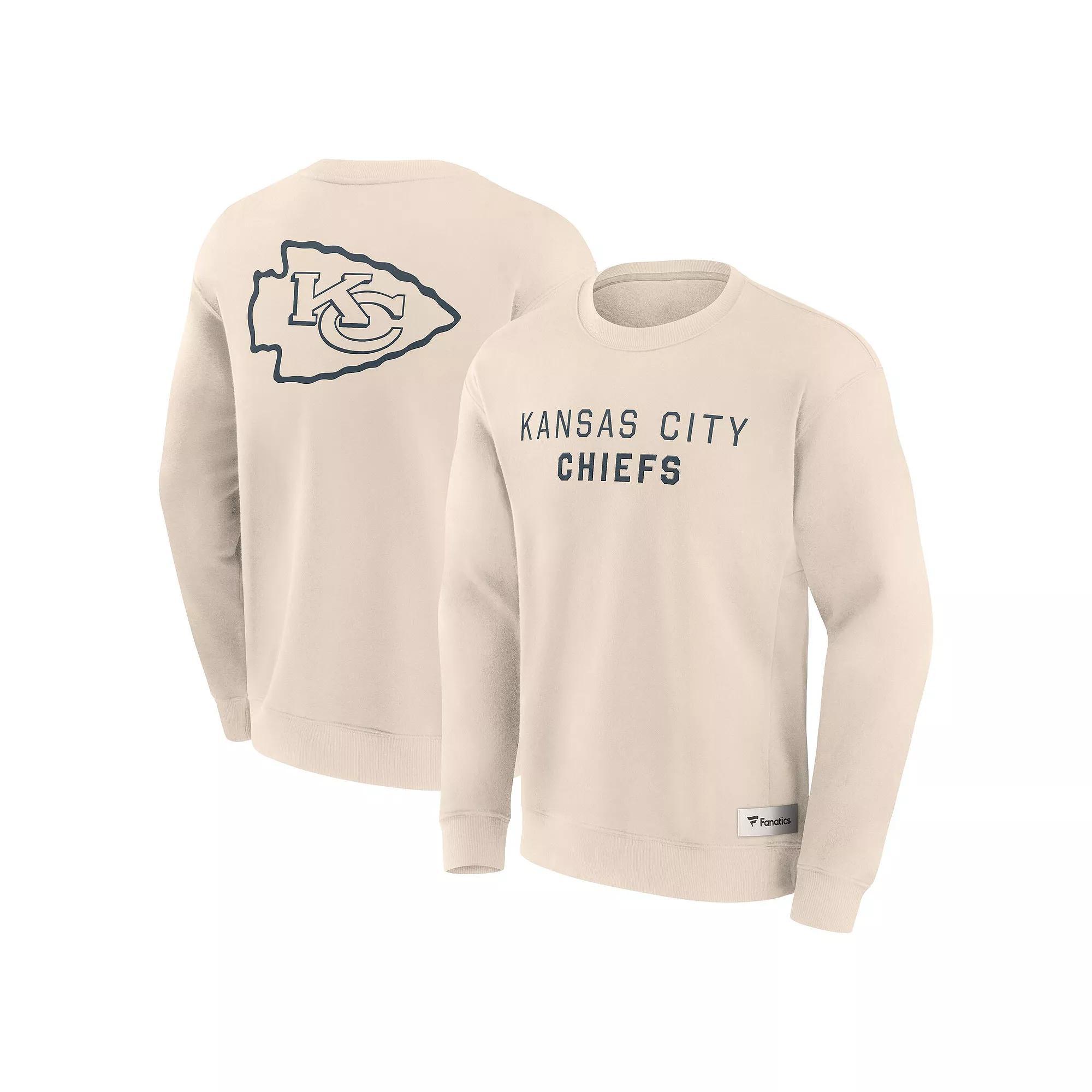 Men's Fanatics Cream Kansas City Chiefs Elements Future Ground Lettering Pullover Sweatshirt, Size: Large, Beige Product Image
