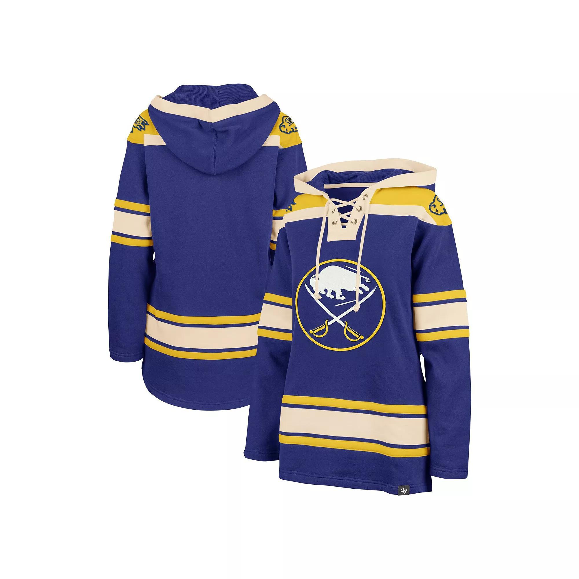 Women's '47  Royal Buffalo Sabres Superior Lacer Pullover Hoodie, Size: 2XL, Blue Product Image