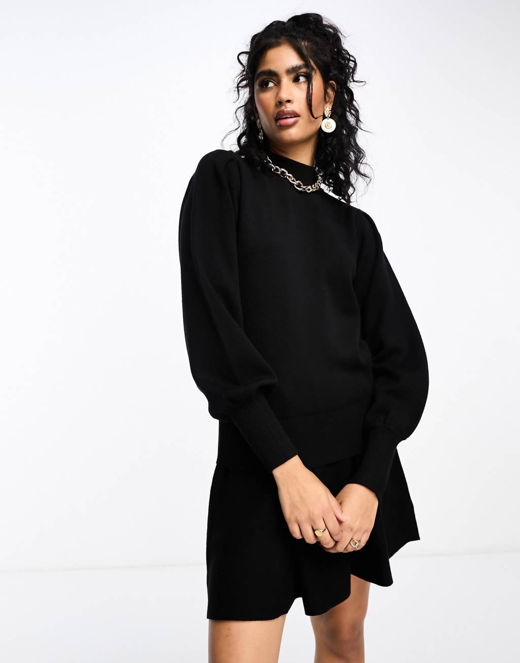 YAS knitted mini skirt in black Product Image