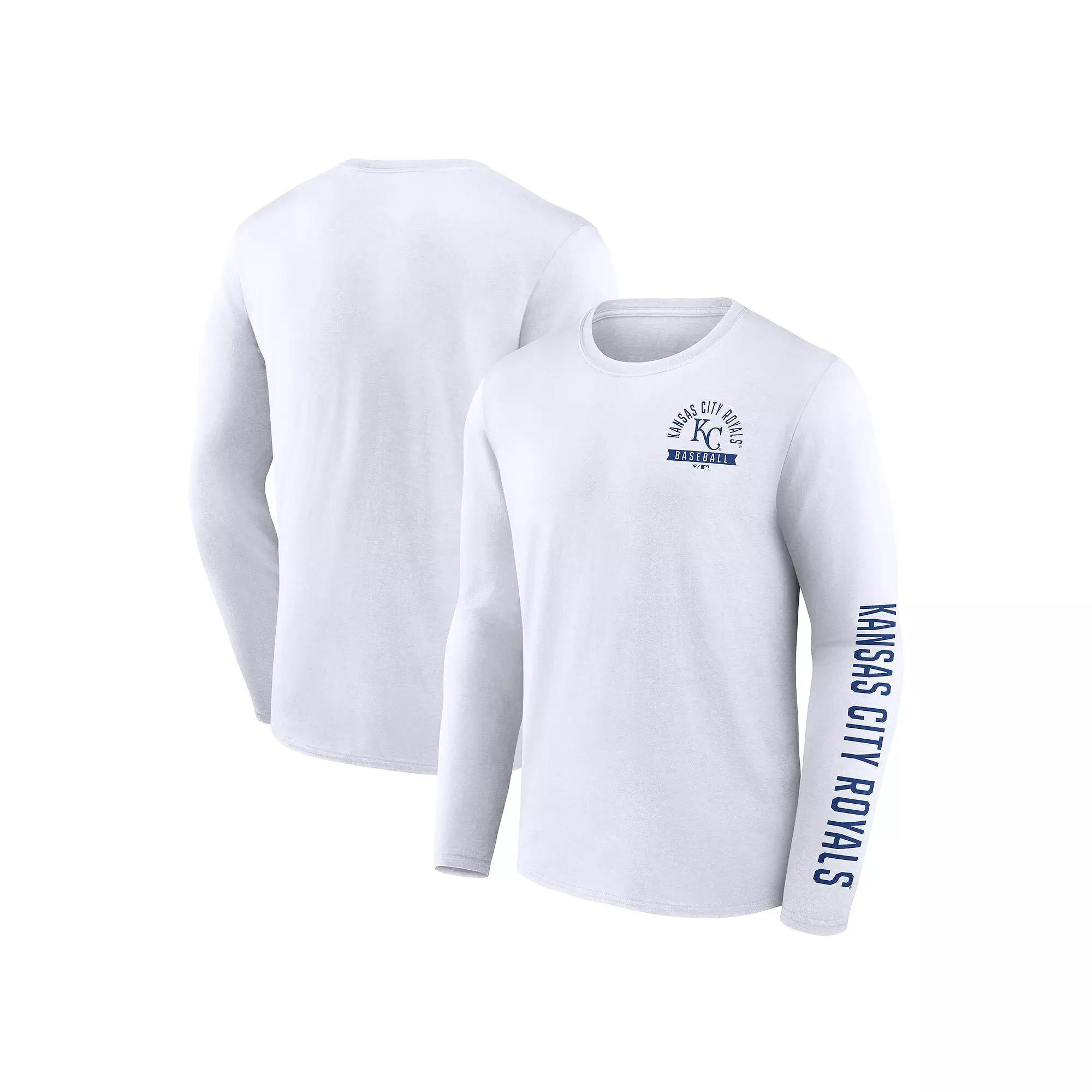 Men's Fanatics  White Kansas City Royals Press Box Long Sleeve T-Shirt, Size: Large Product Image