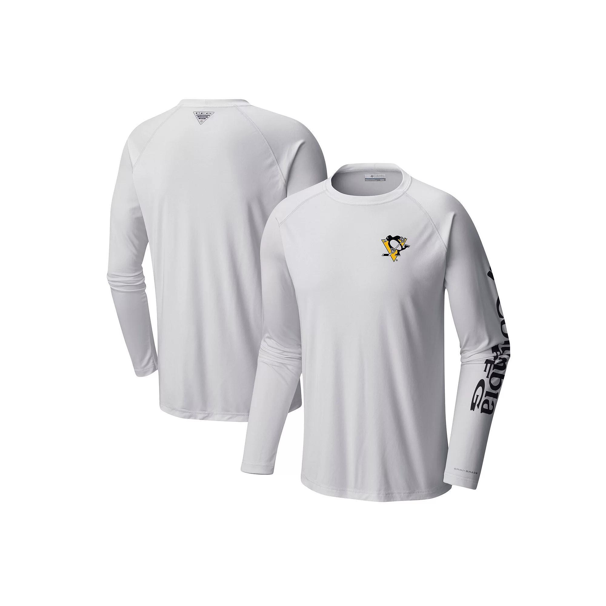 Men's  Columbia White Pittsburgh Penguins Terminal Tackle Omni-Shade Raglan Long Sleeve T-Shirt, Size: XL Product Image