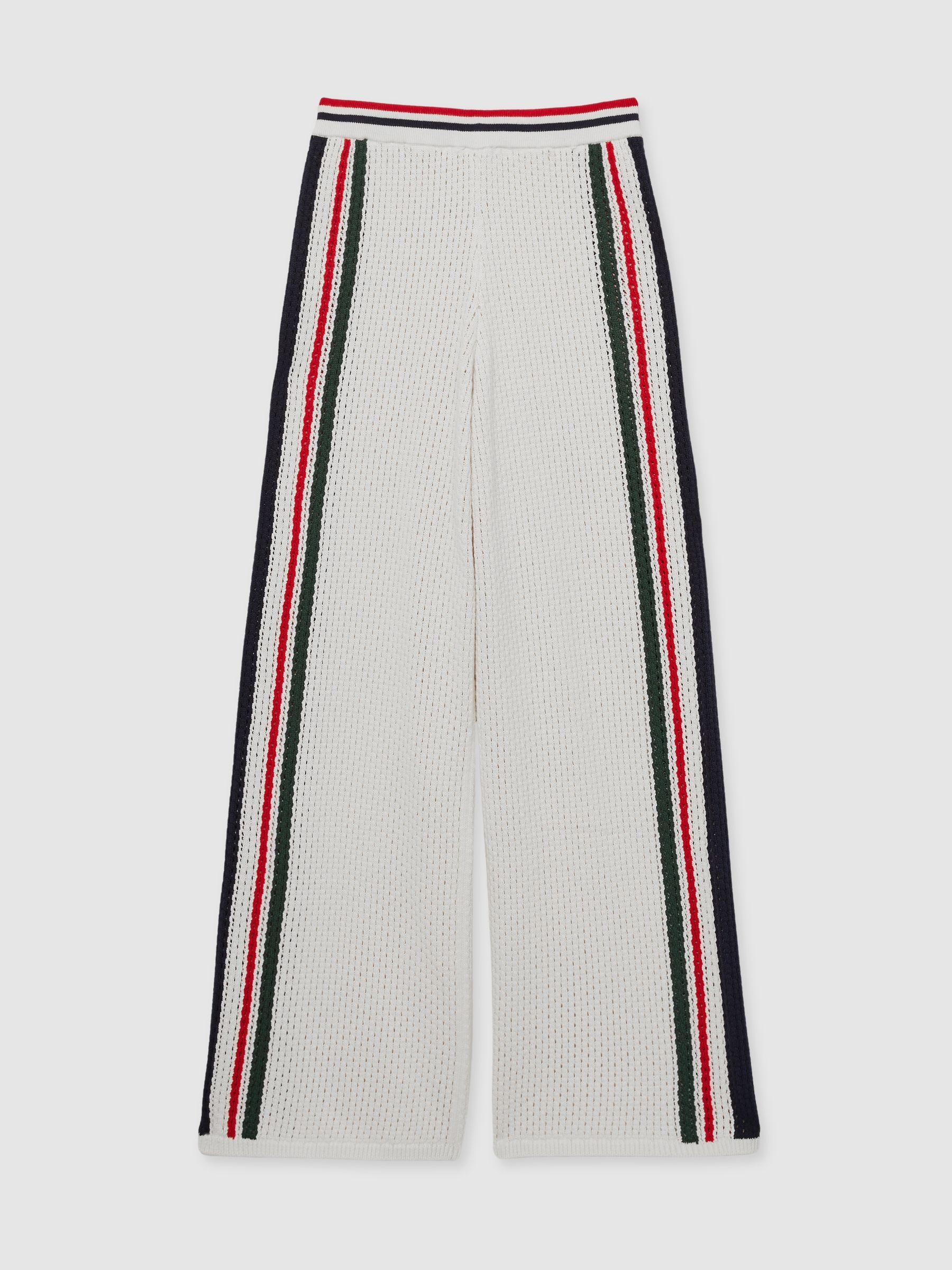 The Upside Cotton Open-Knit Track Joggers in White Product Image