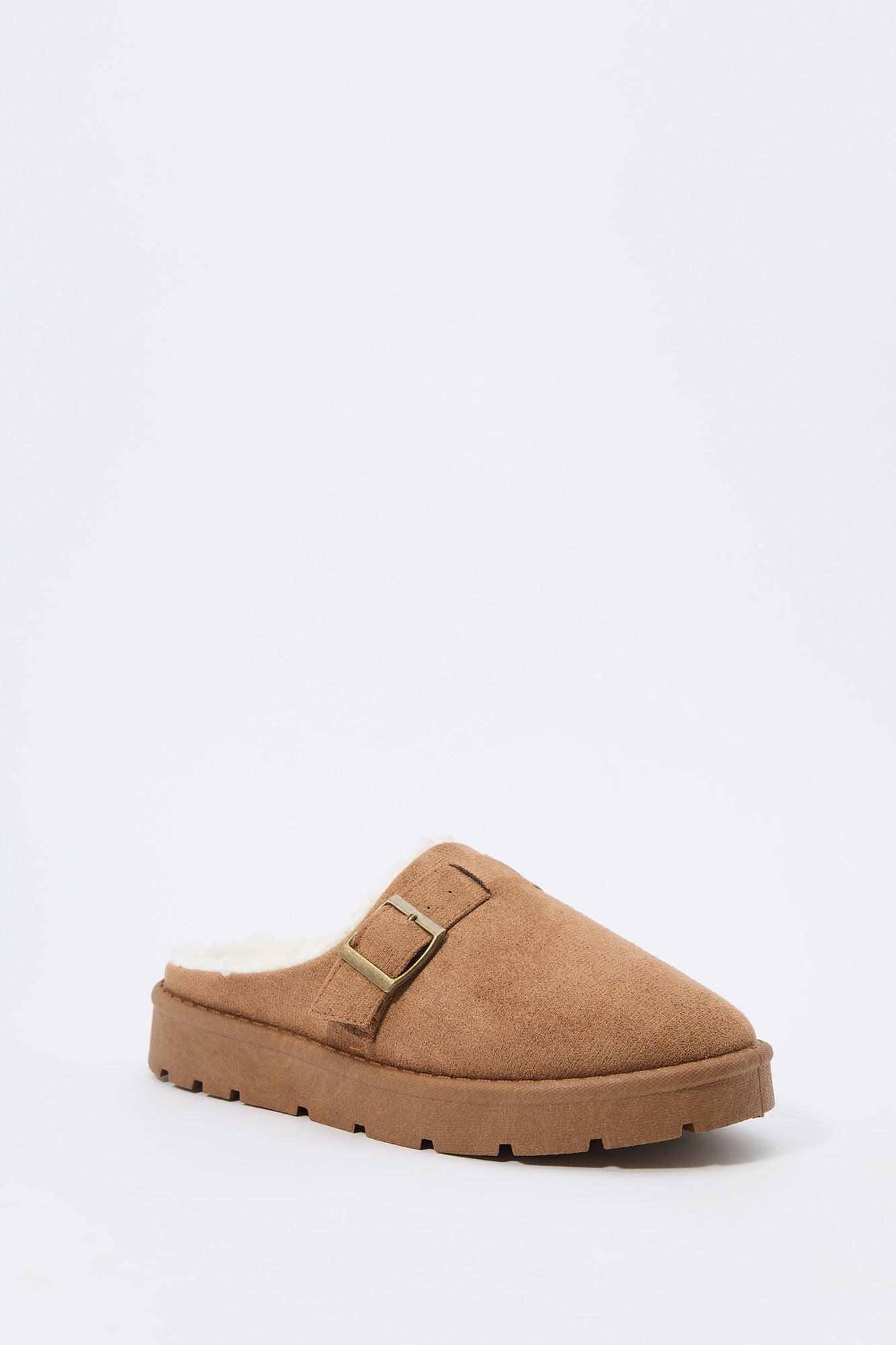 Faux Fur Lined Buckled Slipper Booties Female Product Image