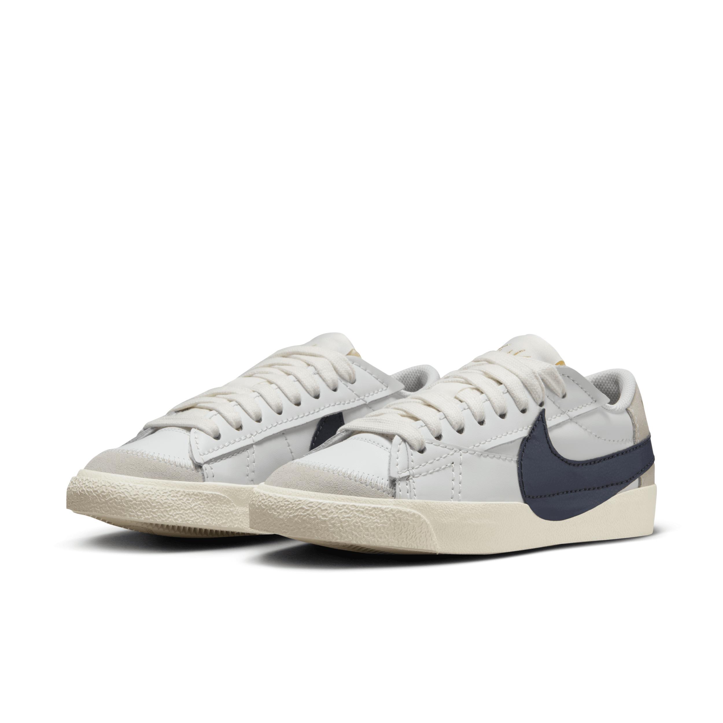 Nike Womens Blazer Low 77 Jumbo Oly - Basketball Shoes Summit White/Obsidian/Sail Product Image