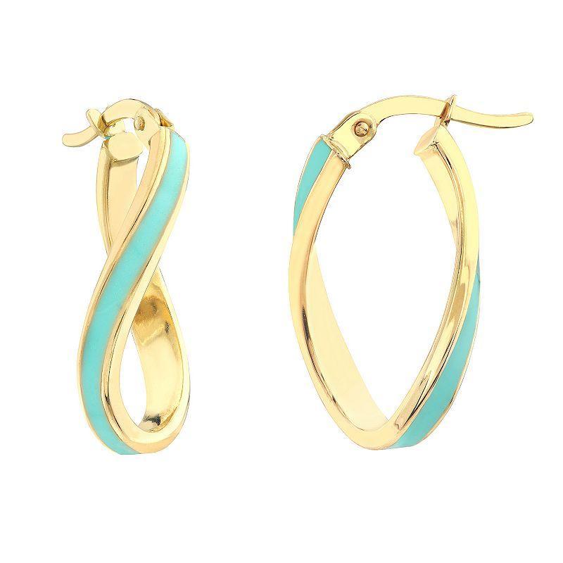 Color Romance 16.3 mm Enamel Oval Twist Hoop Earrings, Women's, Blue Product Image