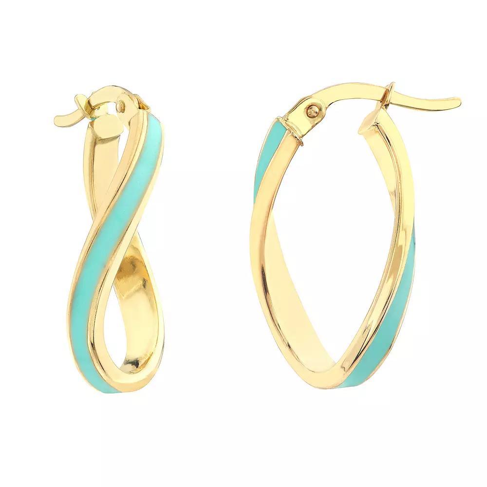 Color Romance 16.3 mm Enamel Oval Twist Hoop Earrings, Women's, Blue Product Image