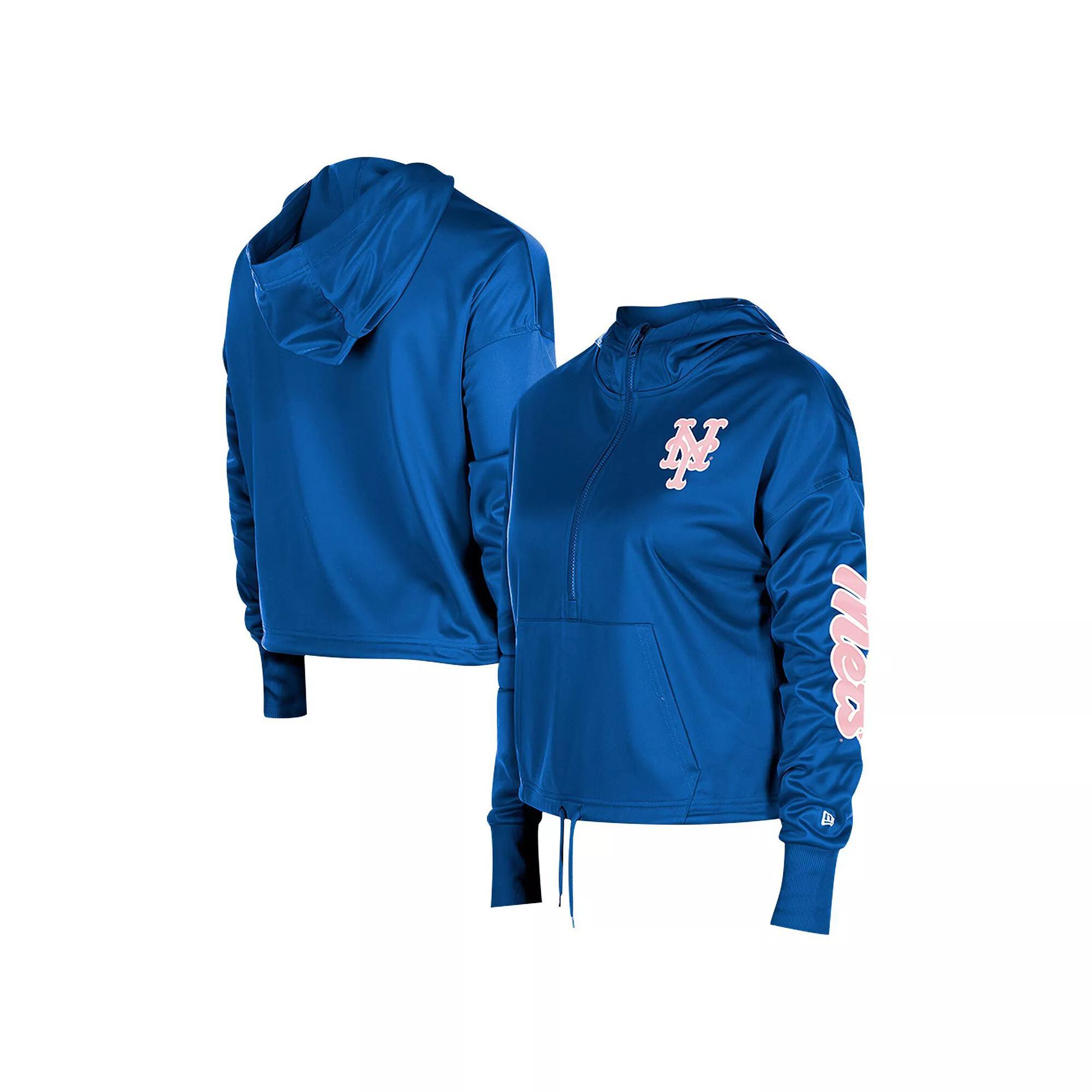 Womens New Era Royal New York Mets Half-Zip Hoodie Product Image