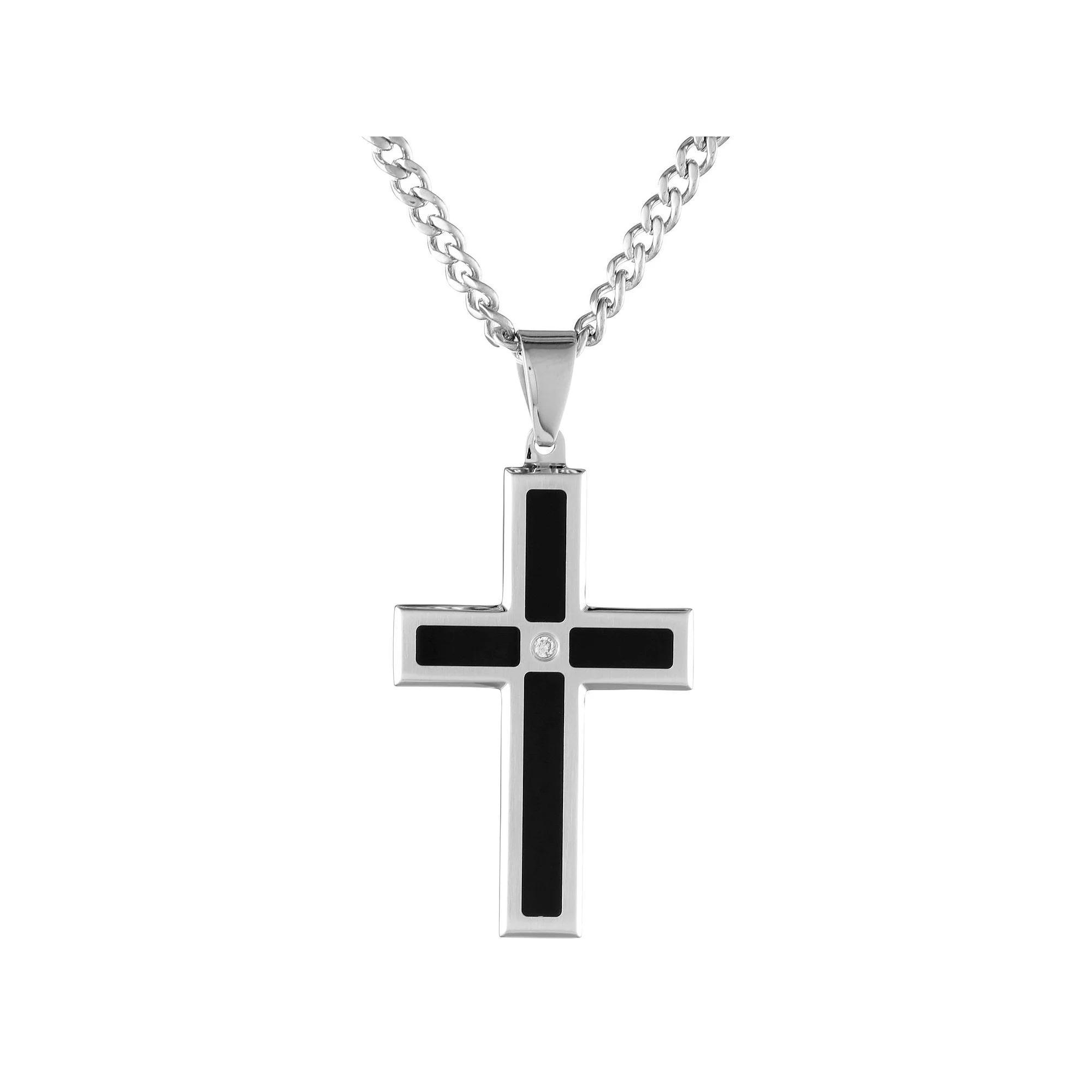 Men's LYNX Stainless Steel Black Ion Cross Pendant Necklace, Size: 24" Product Image