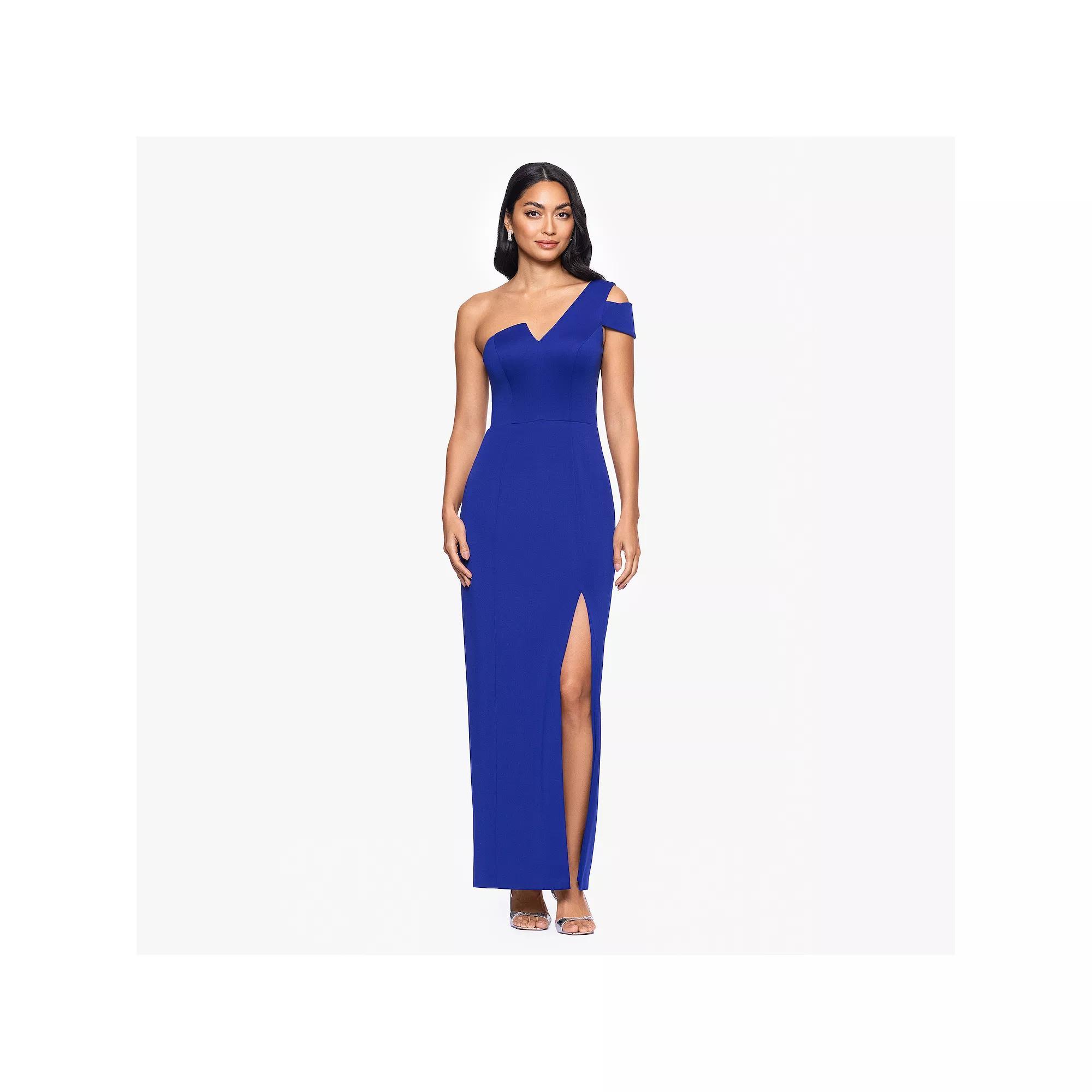 Women's BA Nites Long One Shoulder Dress, Size: 8, Marine Product Image
