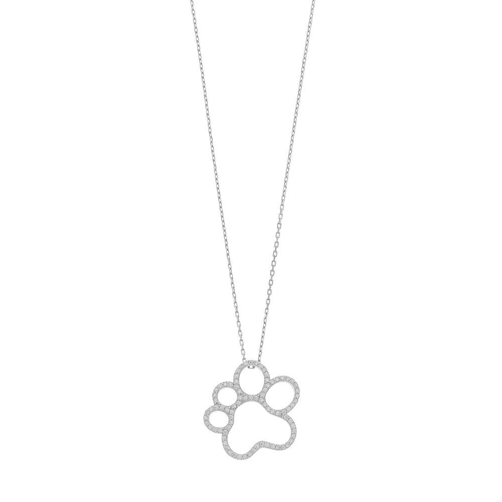 Sterling Silver Paw Print Pendant Necklace, Women's Product Image