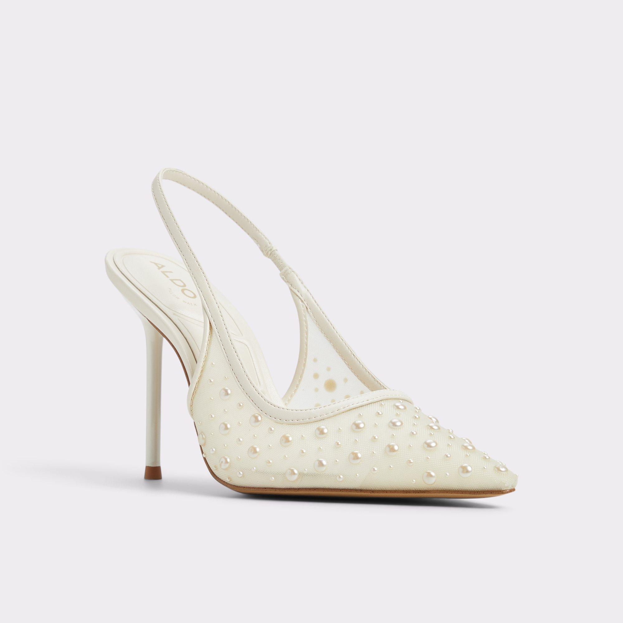 ALDO Pearlescent - Women's Slingback Collection - White, Size 7.5 Product Image