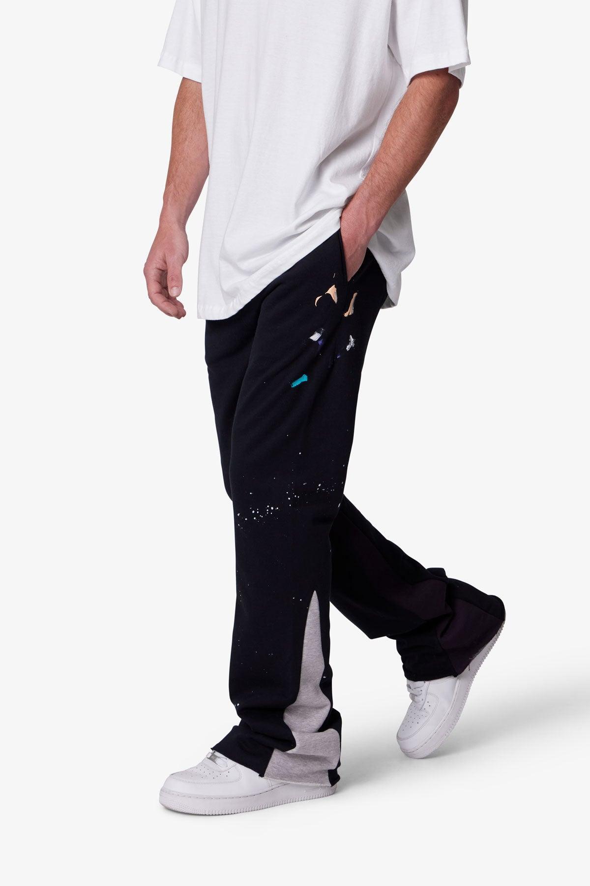 Contrast Bootcut Sweatpants - Black Product Image
