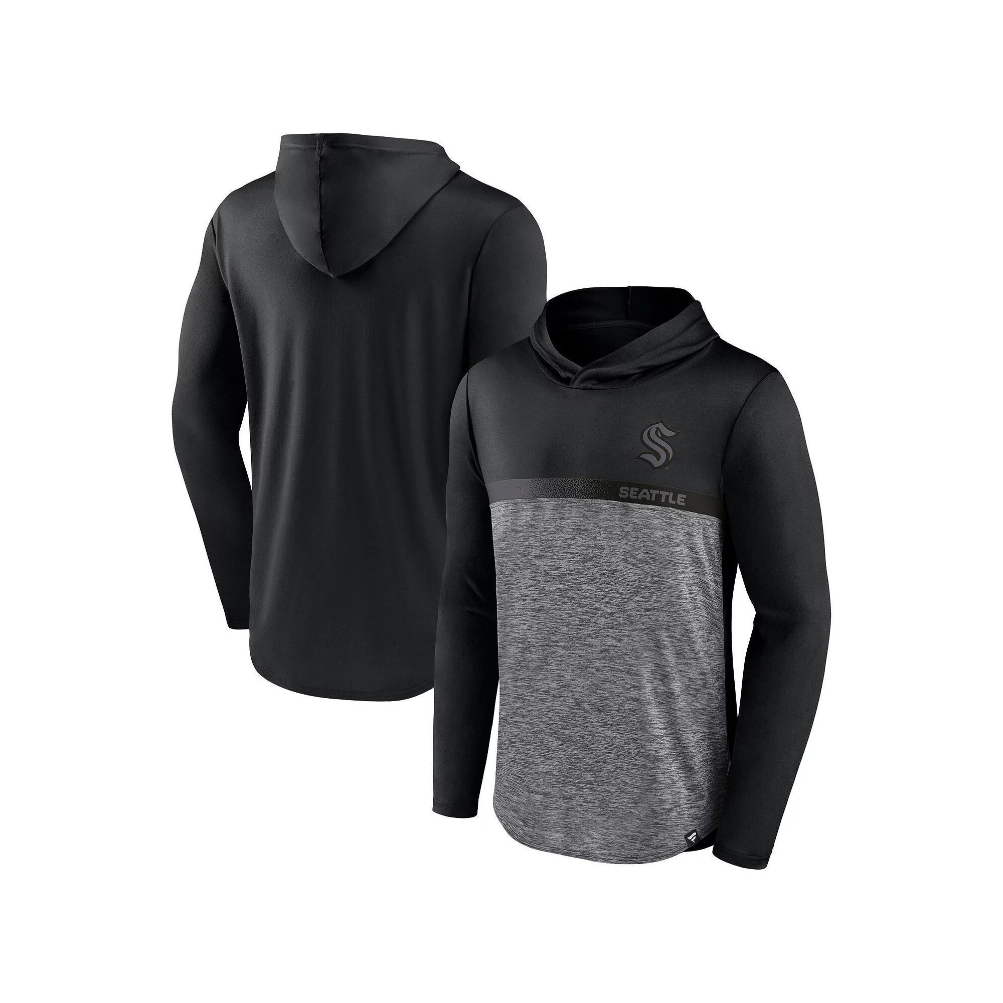 Men's Fanatics Black/Heather Charcoal St. Louis Blues Iconic Defender Pullover Hoodie, Size: Medium Product Image