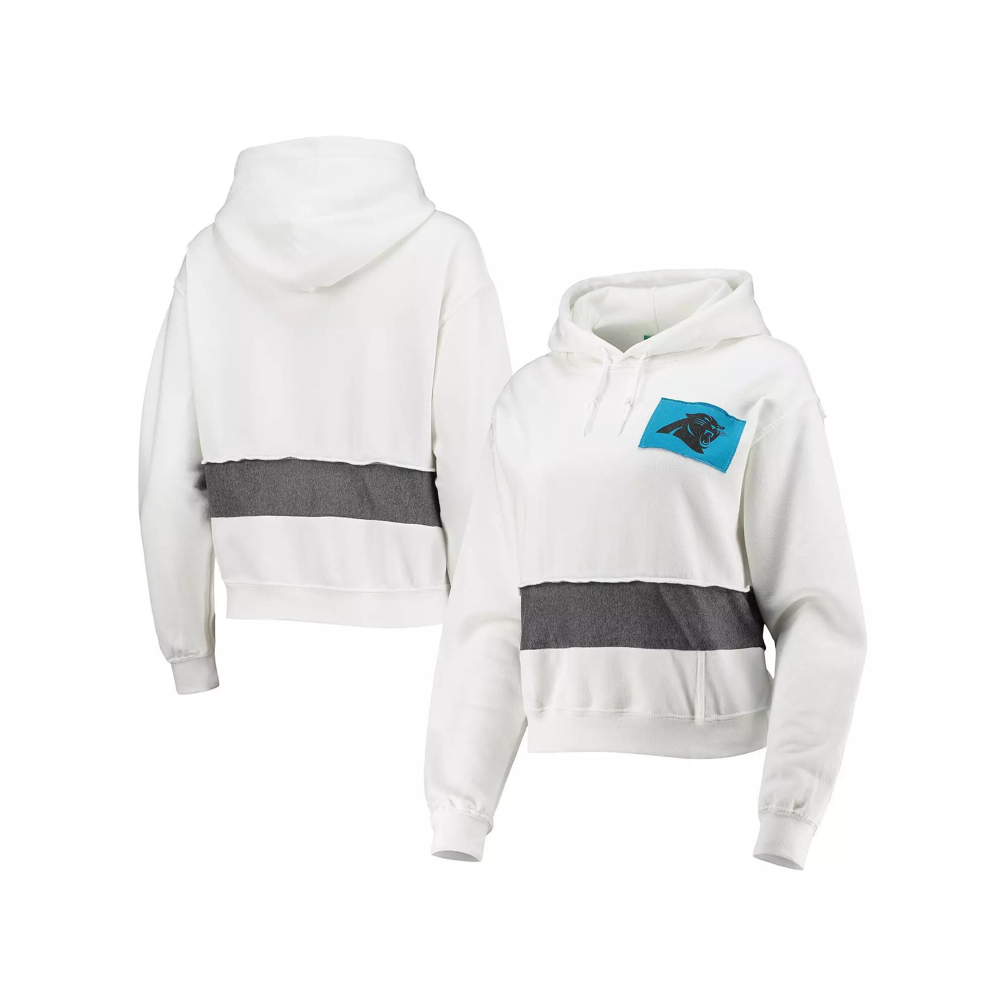 Women's Refried Apparel White Carolina Panthers Sustainable Crop Dolman Pullover Hoodie, Size: Large Product Image