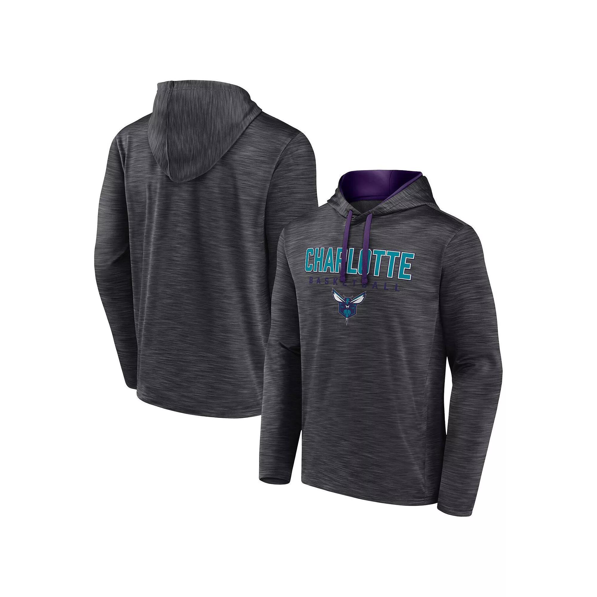 Mens Fanatics Branded Heather Charcoal Charlotte Hornets Fast Break Pullover Hoodie Product Image