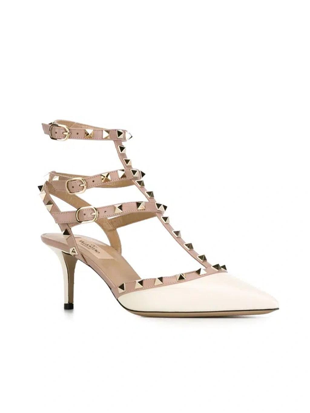 VALENTINO GARAVANI 65mm Rockstud Patent Leather Pumps In Ivory Product Image
