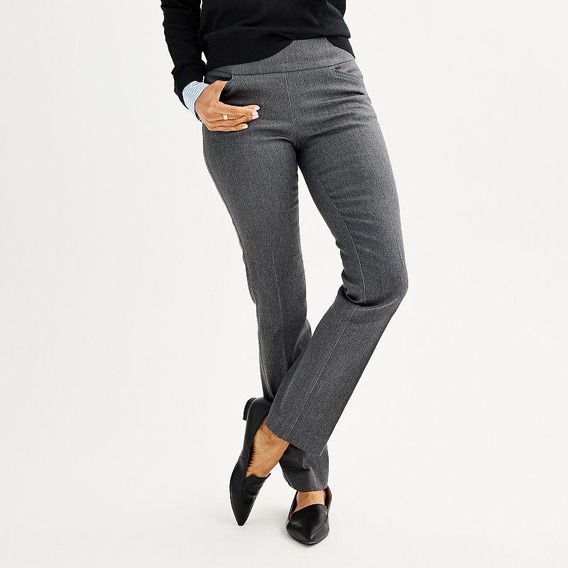 Women's Croft & Barrow® Effortless Stretch Pull-On Bootcut Pants, Size: 6 T/Large, Grey Gray Product Image