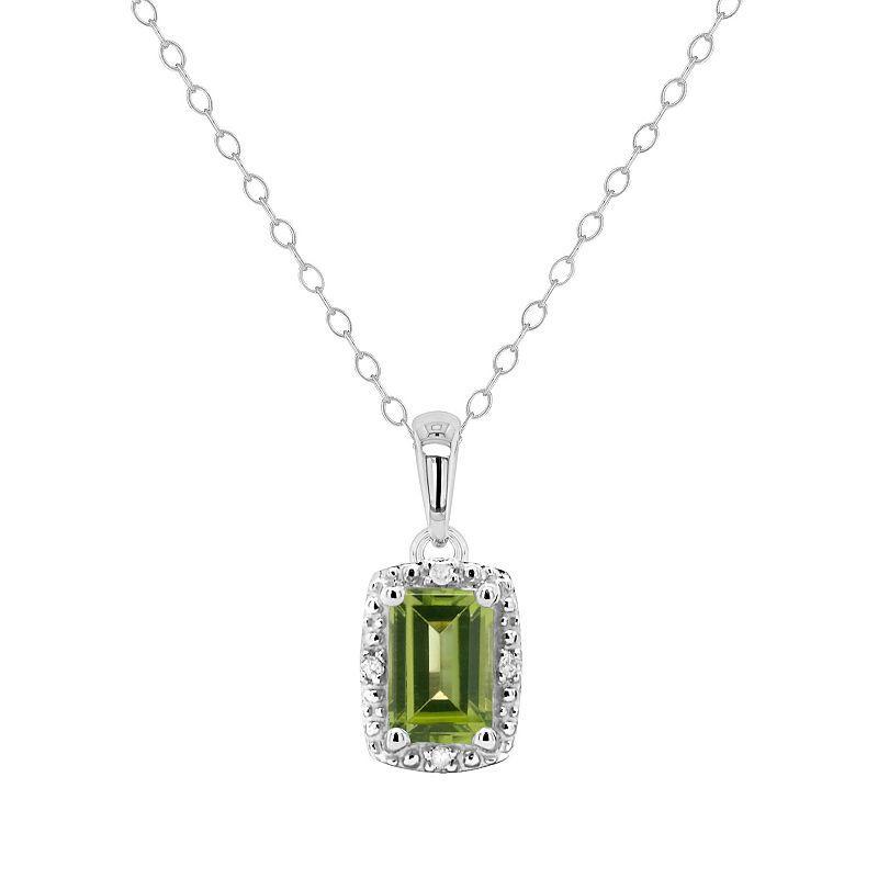 Celebration Gems Sterling Silver Gemstone & Diamond Accent Pendant Necklace, Womens Peridot Product Image