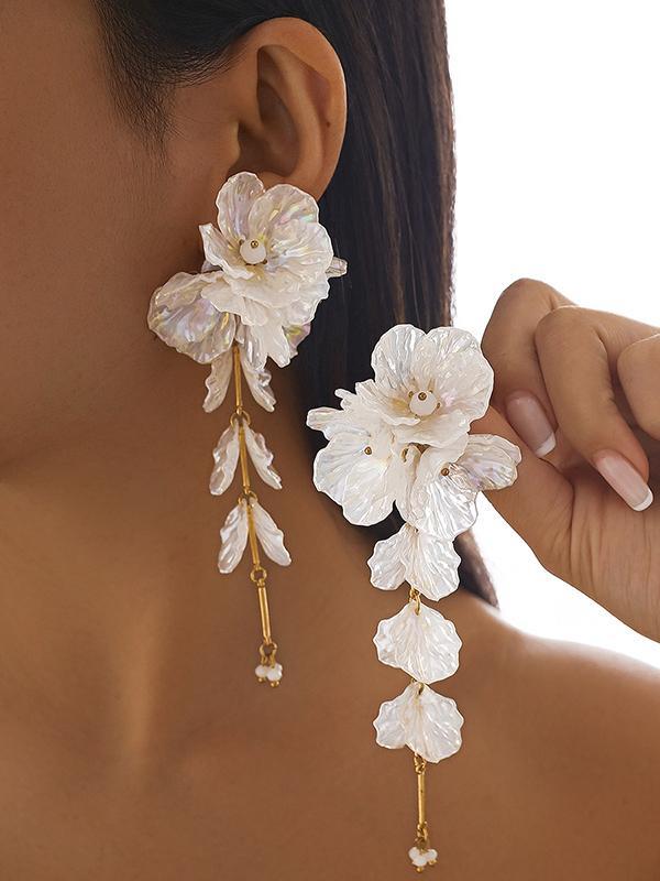 Beaded Flower Shape Earrings Accessories Product Image