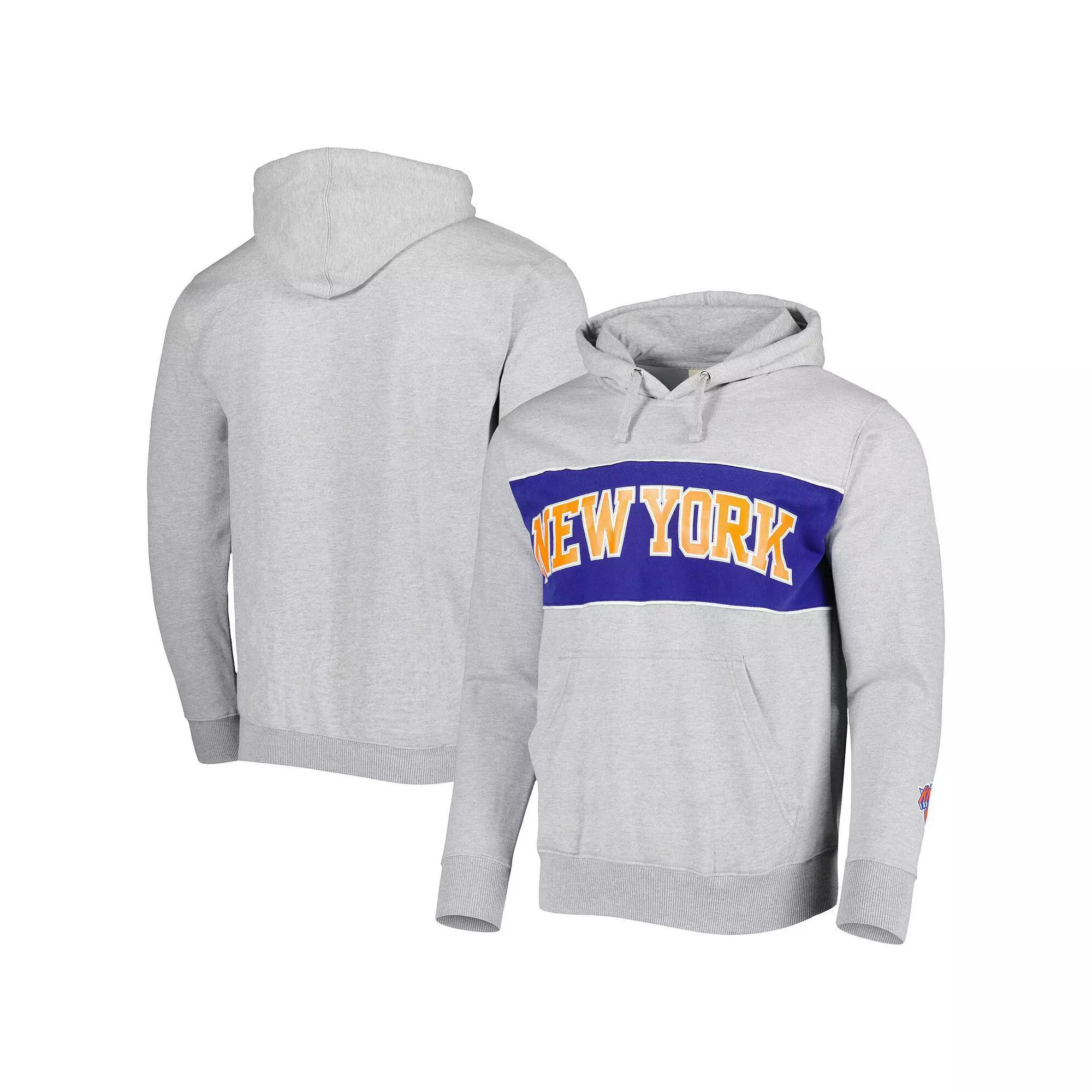 Men's Fanatics Branded Heather Gray New York Knicks Wordmark French Terry Pullover Hoodie, Size: Large, Grey Product Image