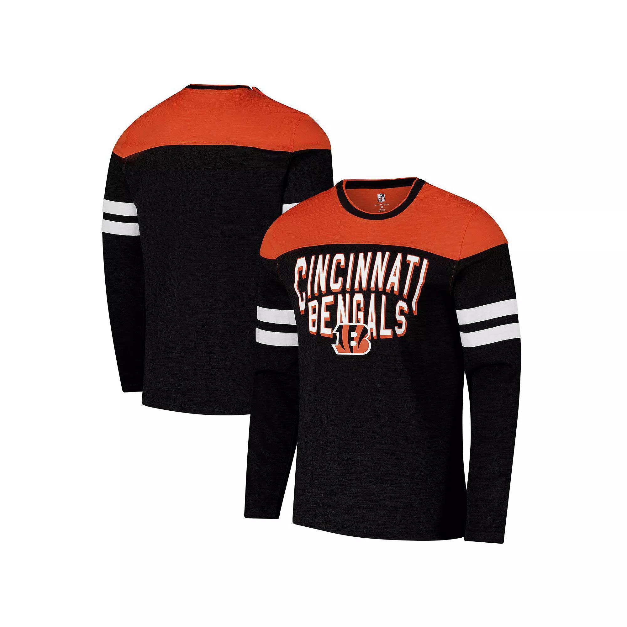 Men's G-III Sports by Carl Banks Black/Orange Cincinnati Bengals Adaptive Hail Mary Long Sleeve T-Shirt, Size: Large Product Image