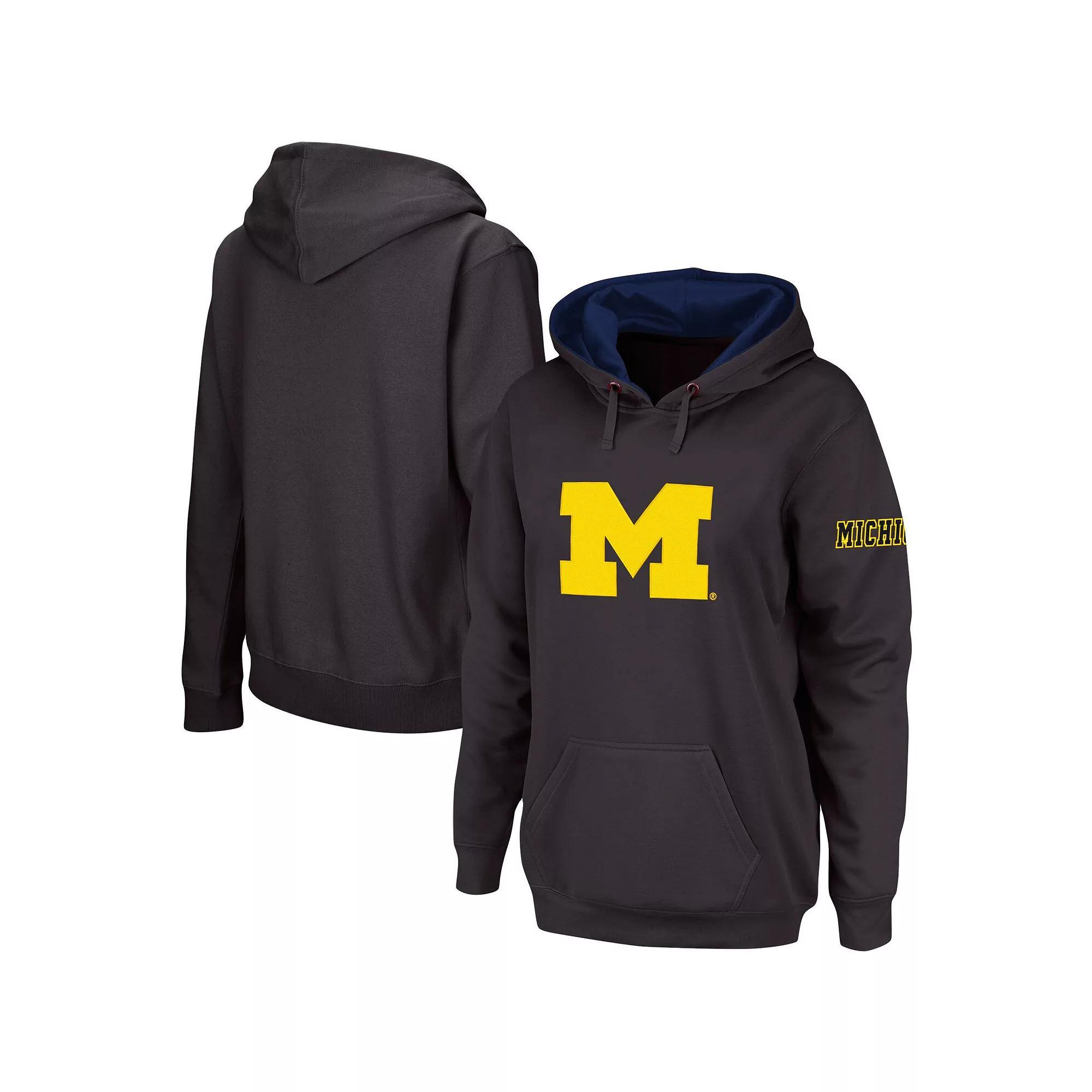 Women's Charcoal Michigan Wolverines Team Big Logo Pullover Hoodie, Size: Medium Product Image