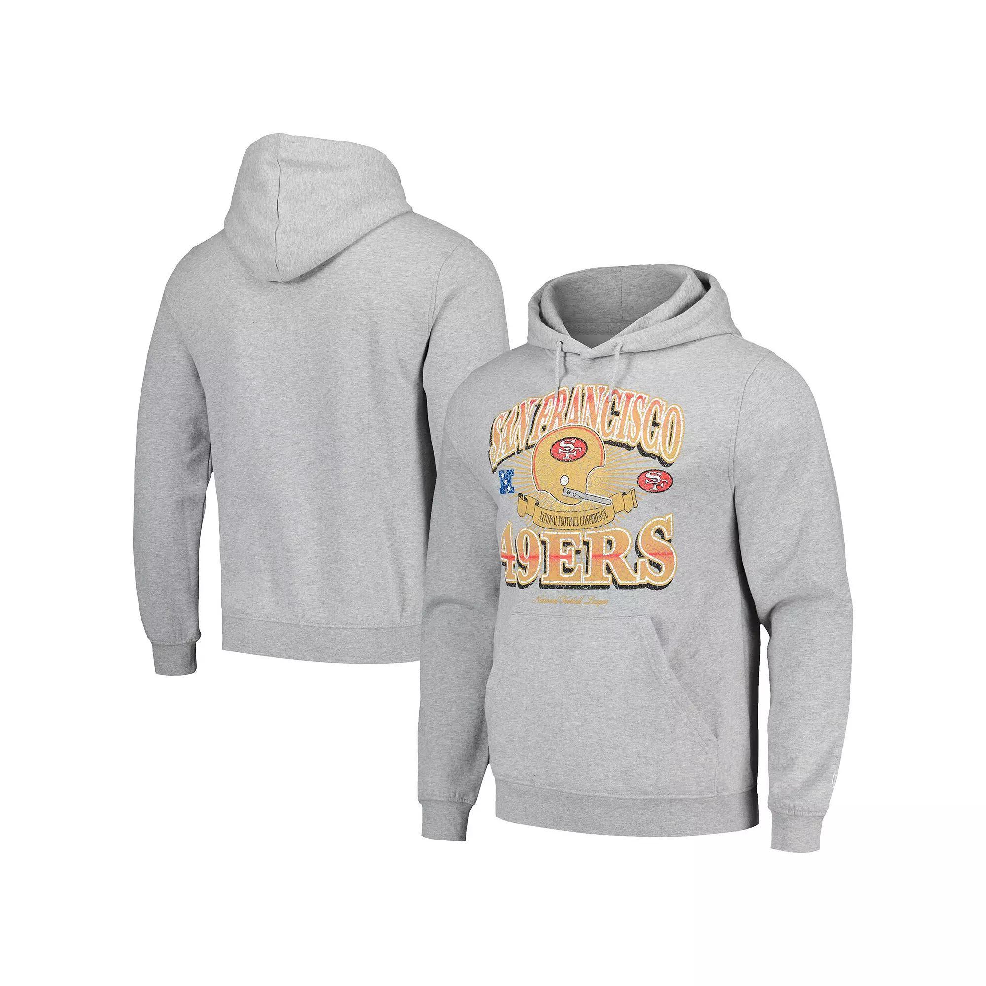 Men's New Era Heather Gray San Francisco 49ers Retro Pullover Hoodie, Size: Large, Grey Product Image