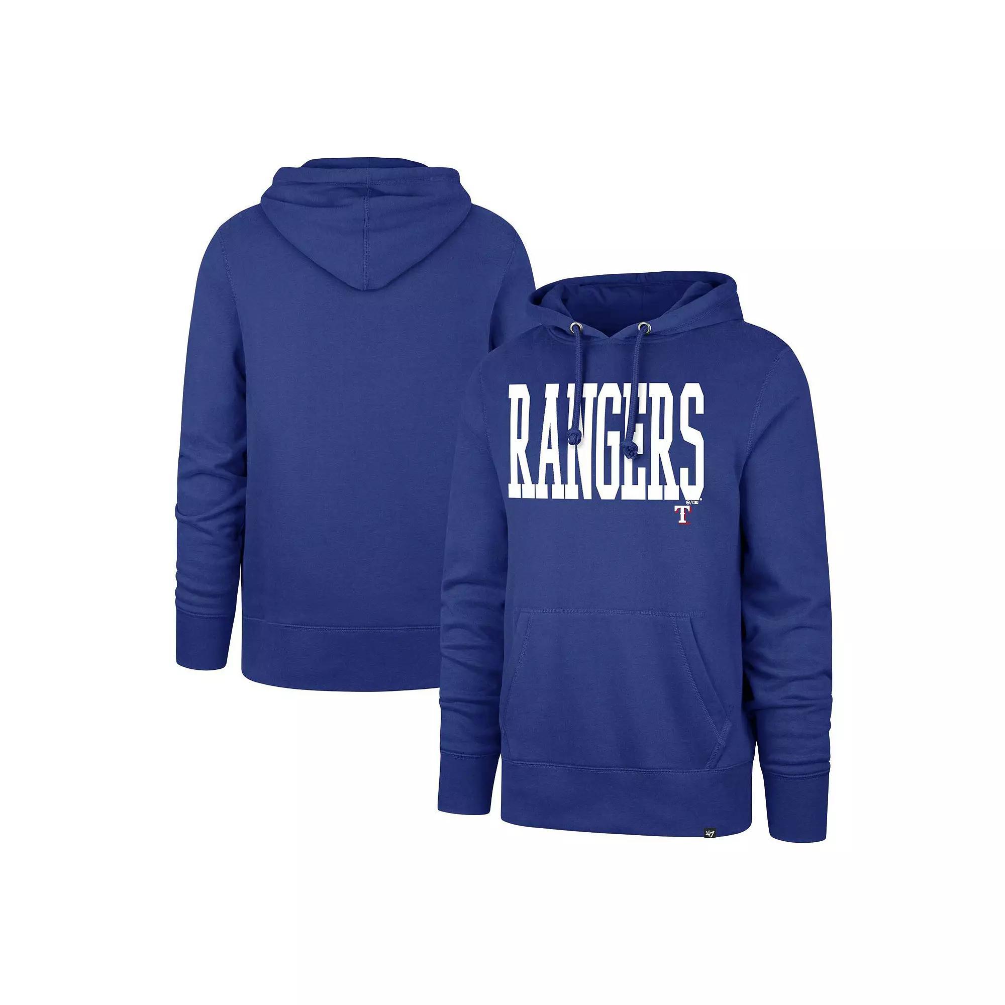 Men's '47 Royal Texas Rangers Dime Headline Pullover Hoodie, Size: XL, Blue Product Image