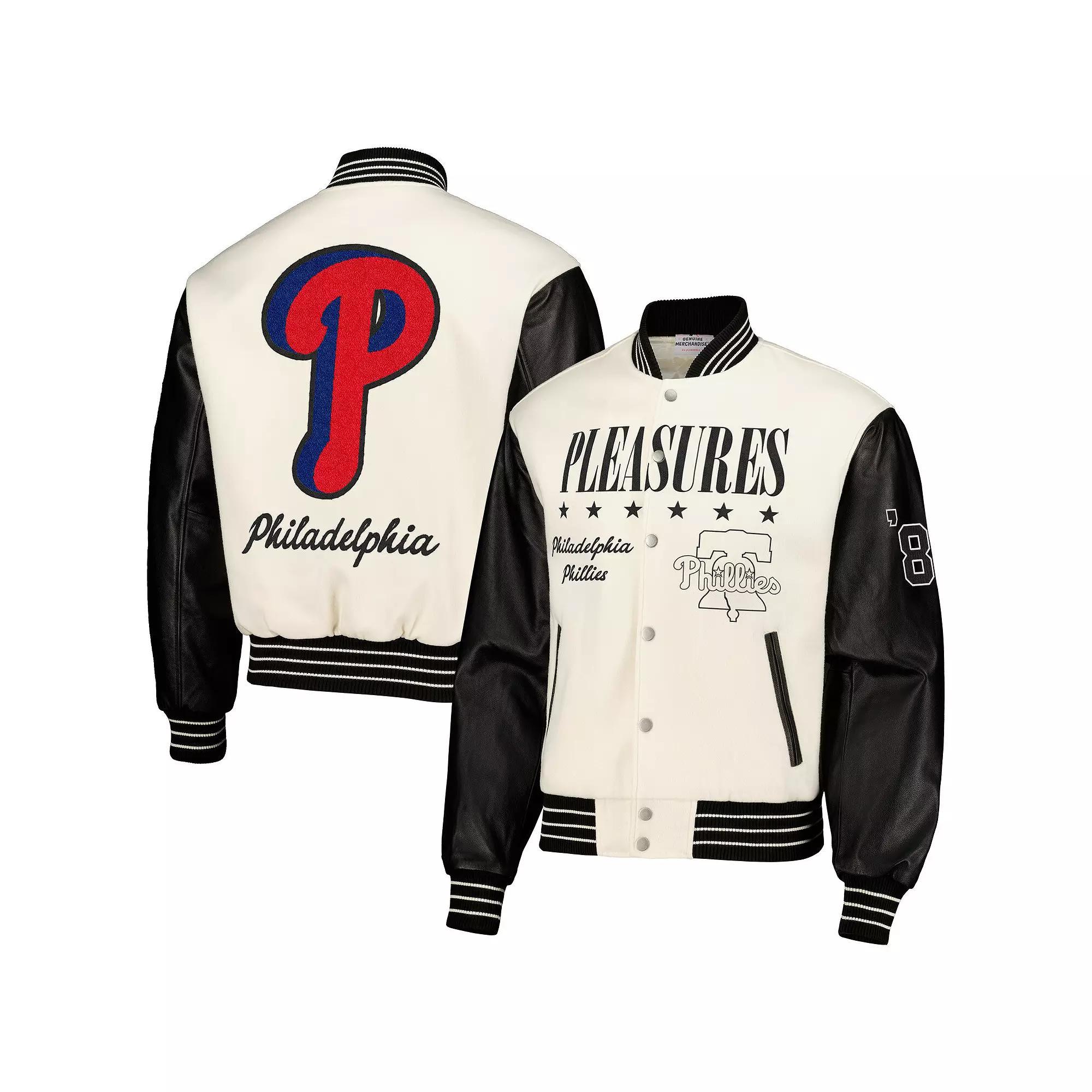 Men's PLEASURES White San Diego Padres Full-Snap Varsity Jacket, Size: 2XL Product Image