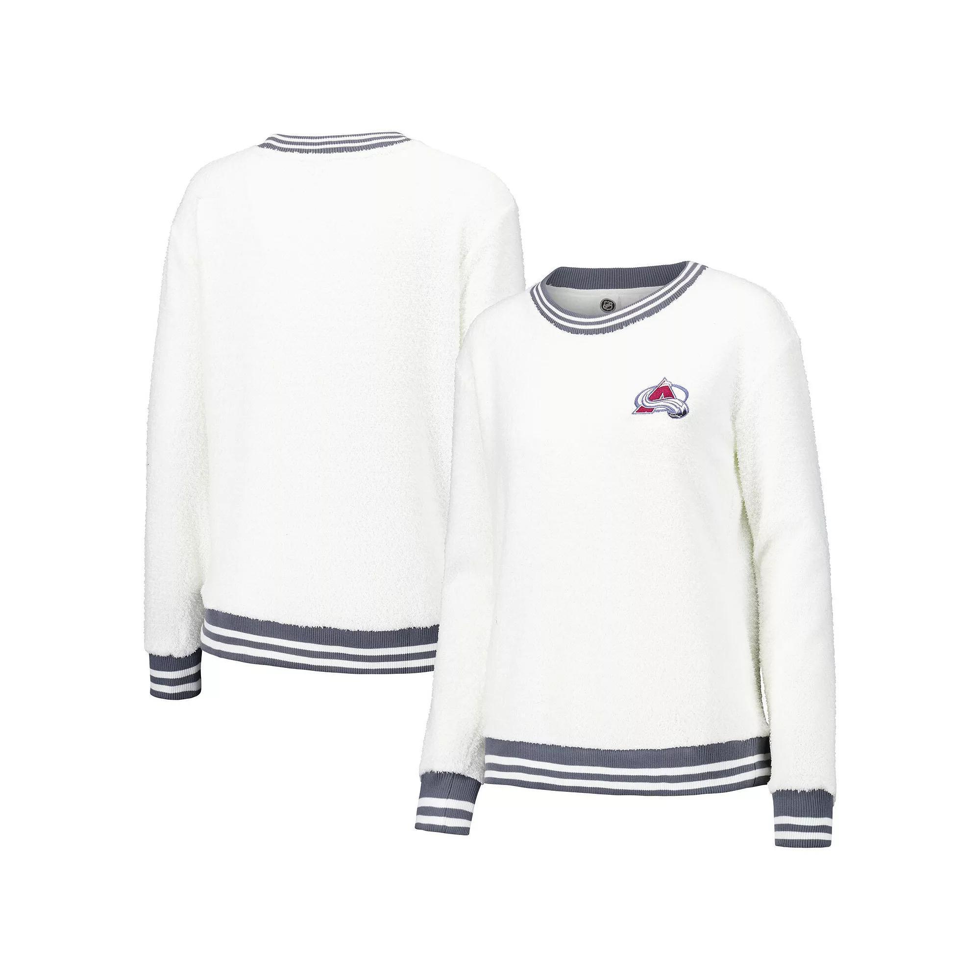 Women's Concepts Sport Cream/Charcoal Colorado Avalanche Granite Sherpa Pullover Sweatshirt, Size: Small, Beige Product Image