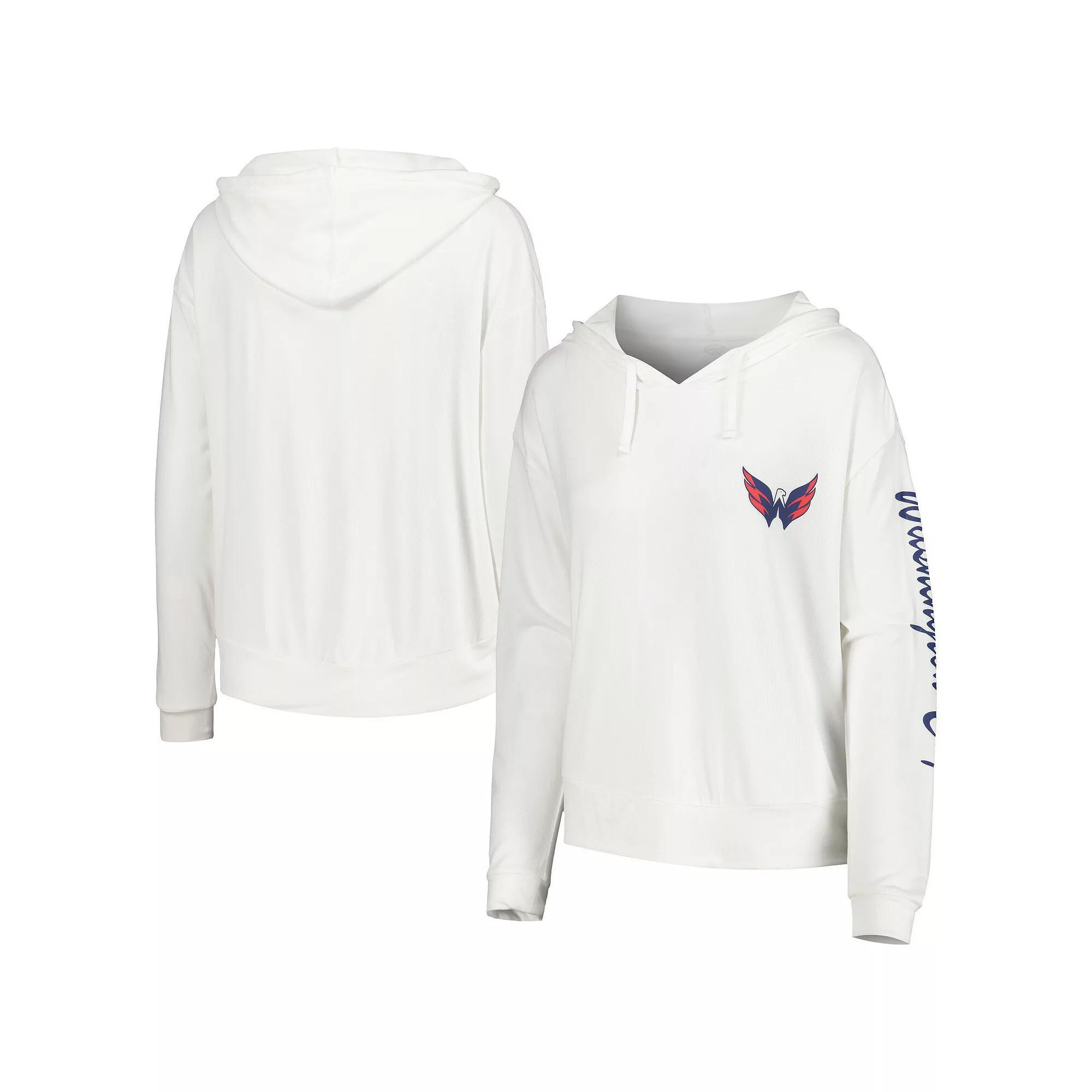 Women's Concepts Sport White Washington Capitals Accord Hacci Long Sleeve Hoodie T-Shirt, Size: Small Product Image