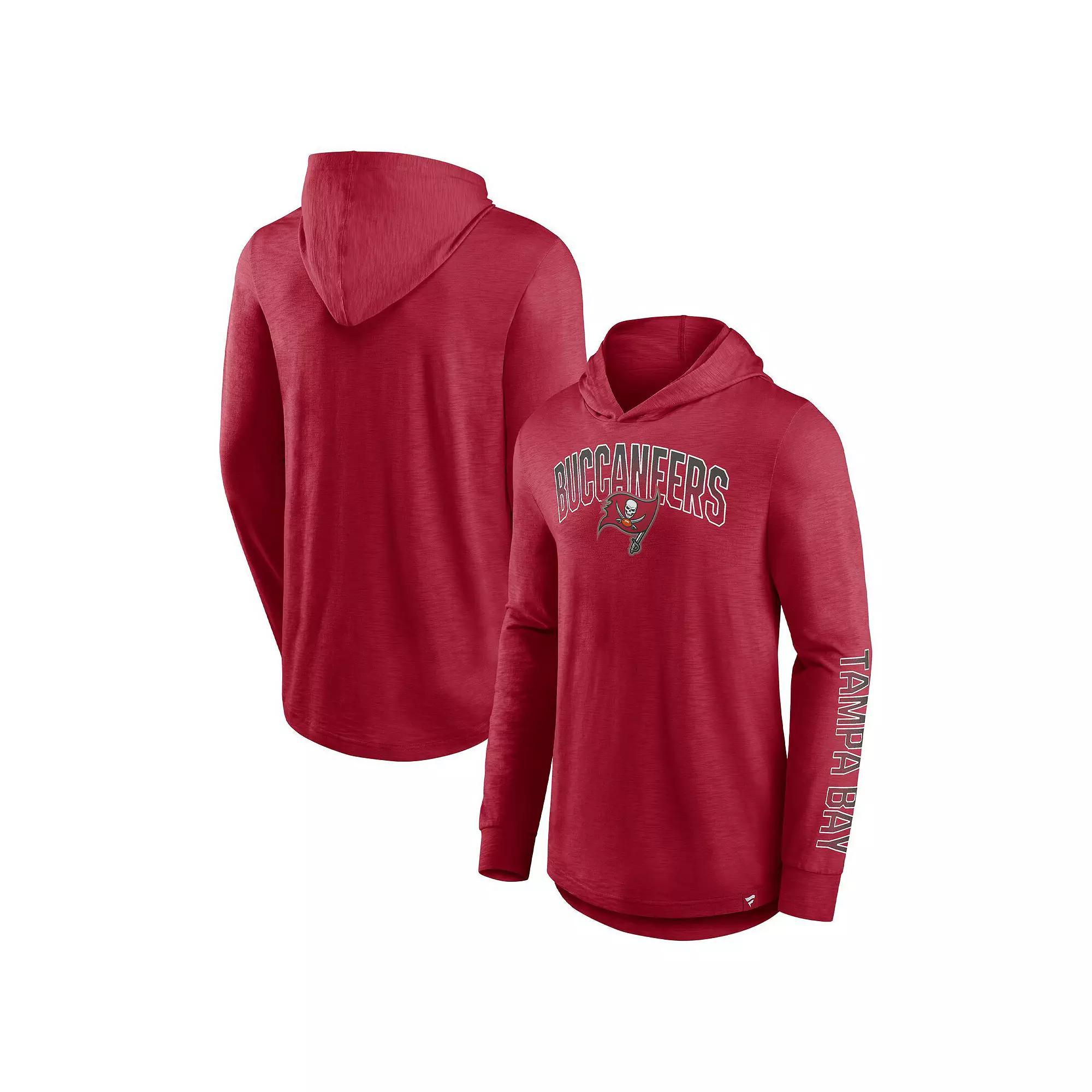 Men's Fanatics Branded Red Tampa Bay Buccaneers Front Runner Long Sleeve Hooded T-Shirt, Size: XL Product Image