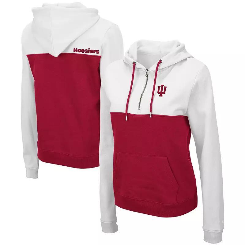 Women's Colosseum White/Crimson Oklahoma Sooners Aidan Lightweight Half-Zip Hoodie, Size: 2XL Product Image